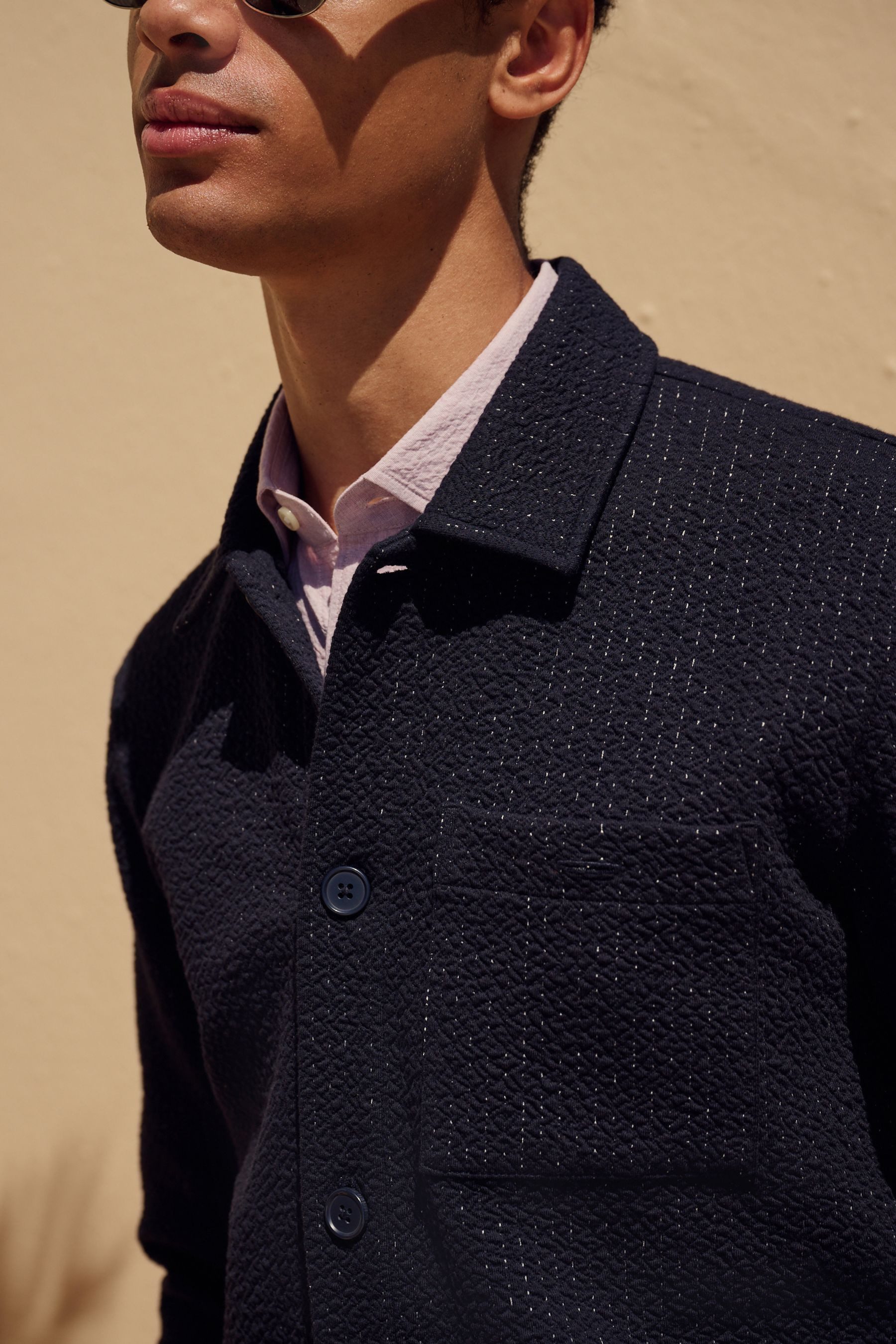 Next Hemdjacke Strukturierte Hemdjacke mit Nahtdetail (1-St)