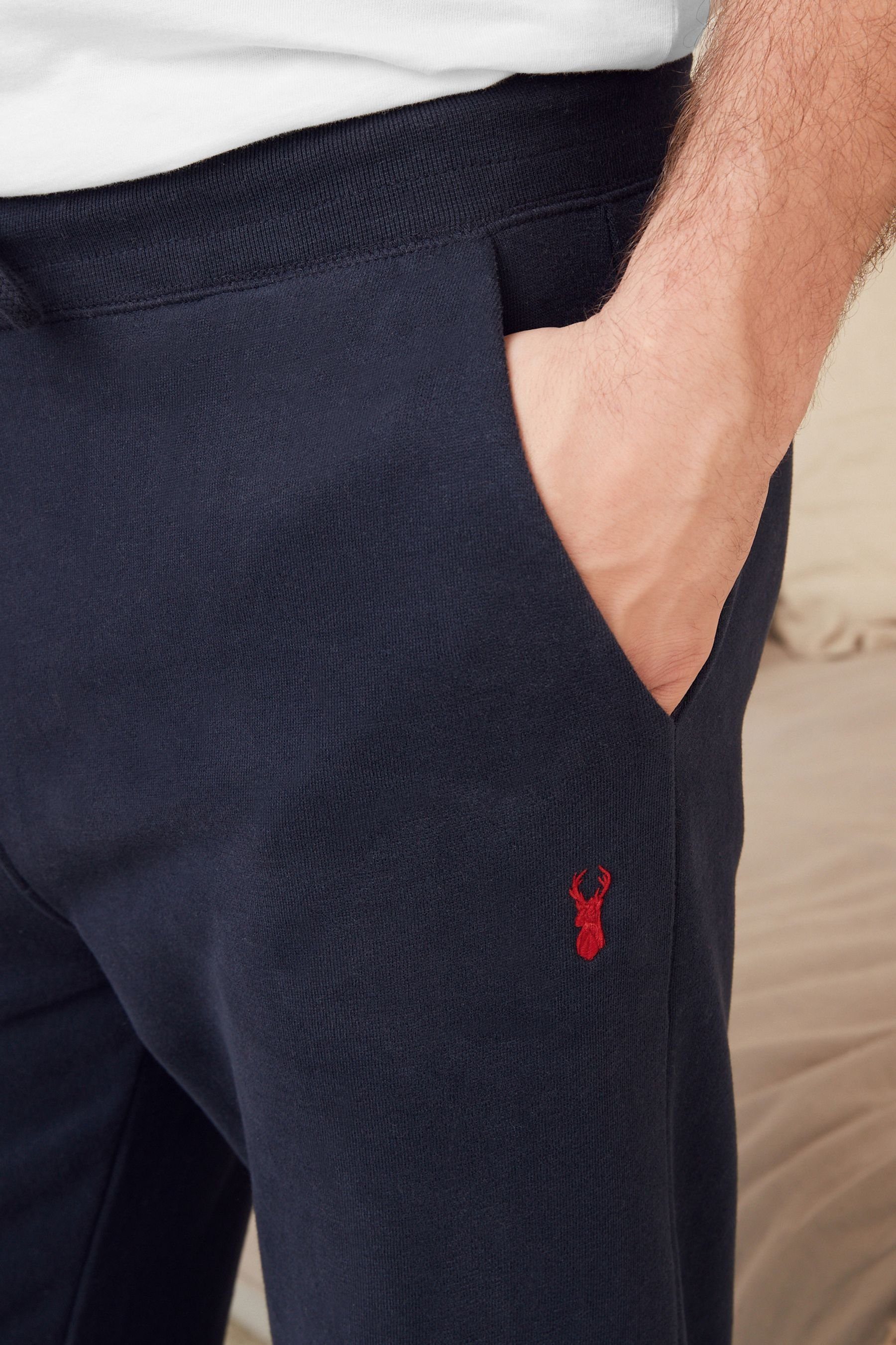 Logo ohne Bündchen Jogginghose (1-tlg) With Stag – Next Navy Loungewear Jogginghose