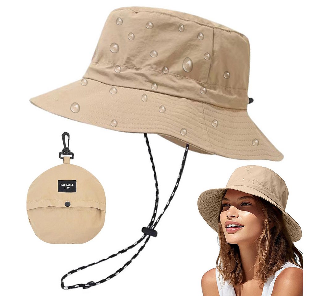 MOPUEA Sonnenhut Sonnenhut Unisex Damen- und Herren-Anglerhut (1 Stück) UV Schutz (1-St., khaki/brau/grün/lila) Faltbarer wasserdichter Fischerhut mit breiter Krempe für Sommer Regen