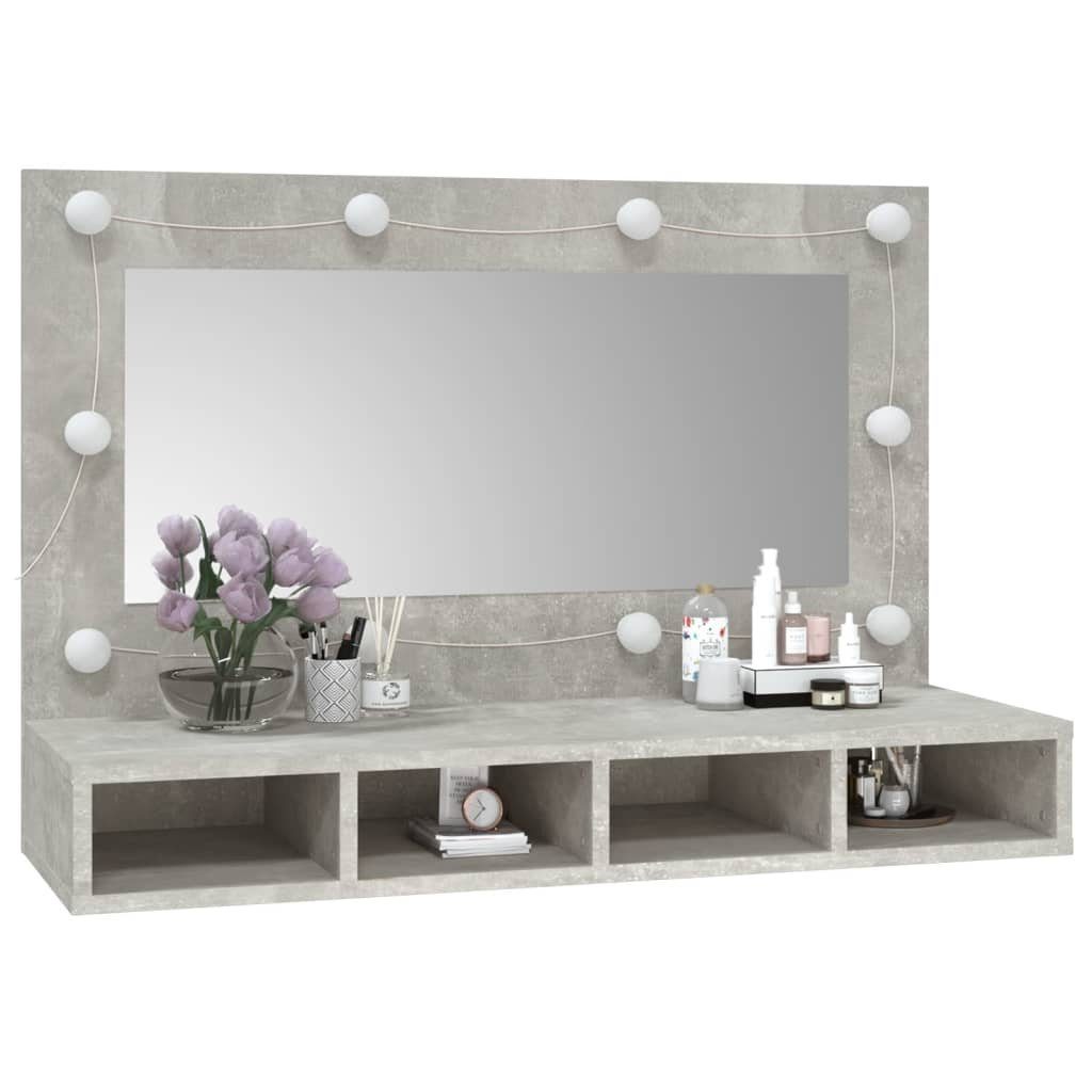 Betongrau (1-St) 90x31,5x62 mit Spiegelschrank LED Badezimmerspiegelschrank vidaXL cm