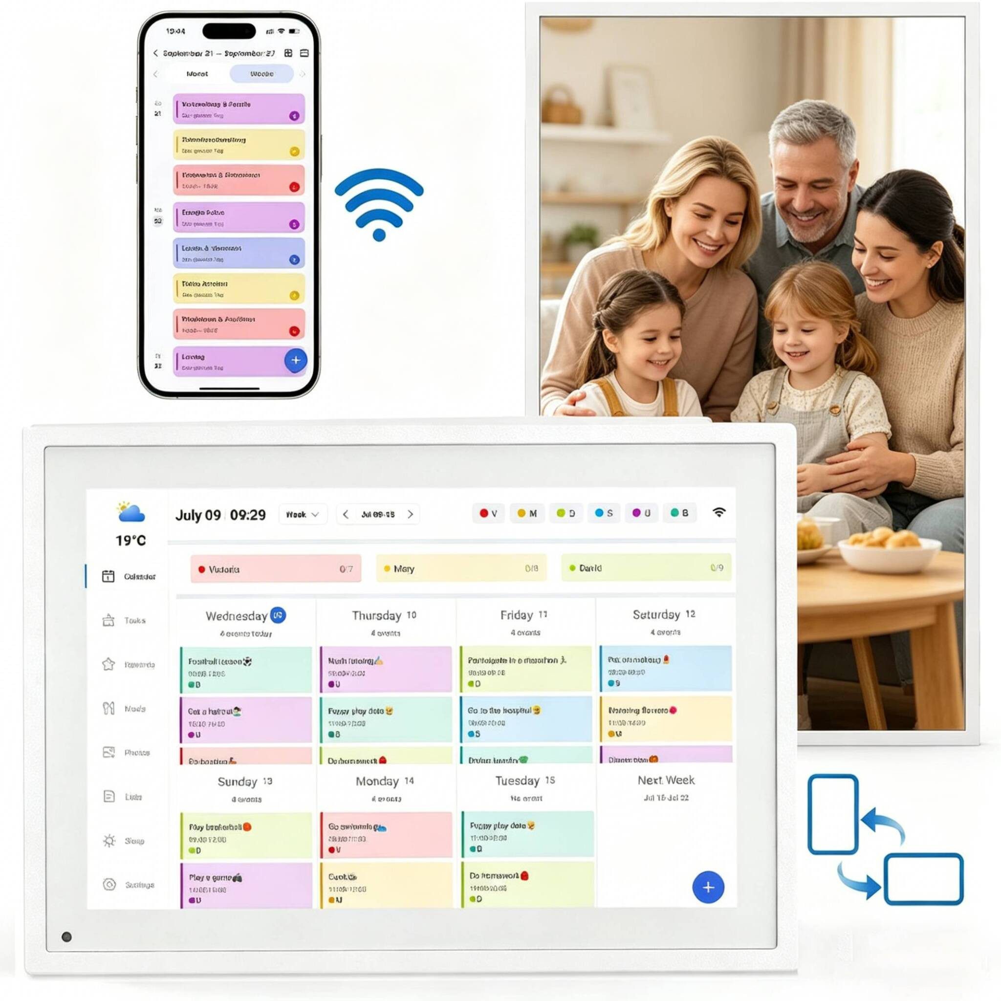 TABWEE P10 10,1" Desktop Digitaler Bilderrahmen und Kalender Tablet (10.1", 32 GB, Festival Geschenke für Mama, Papa)