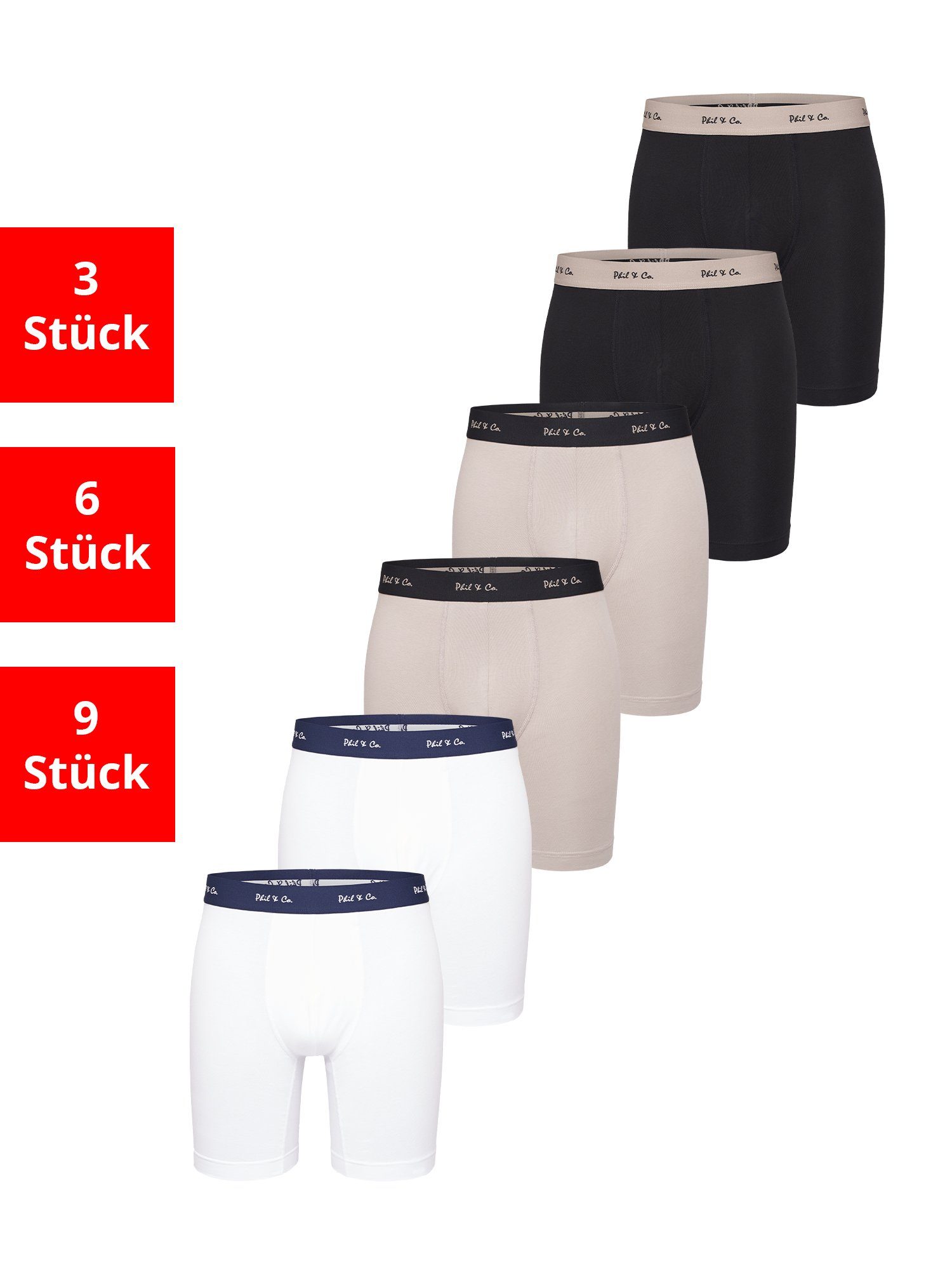 Phil & Co. Langer Boxer Long Boxer Briefs (6-St) Retroshorts - langes Bein günstig online kaufen