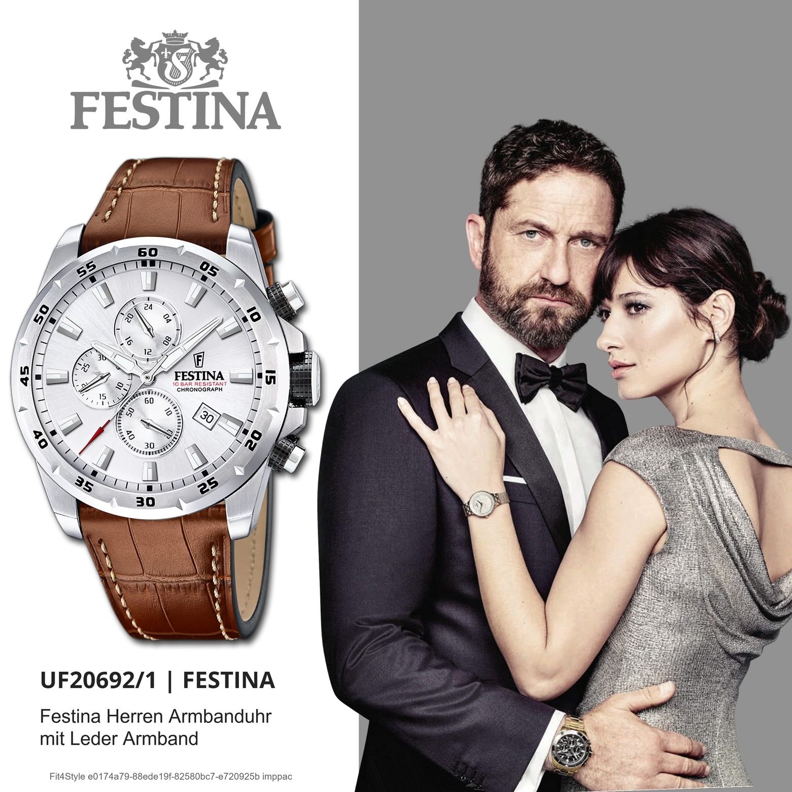 Festina Chronograph Festina Herrenuhr Leder braun Festina, (Chronograph), Herren Armbanduhr rund, Lederarmband braun, Elegant