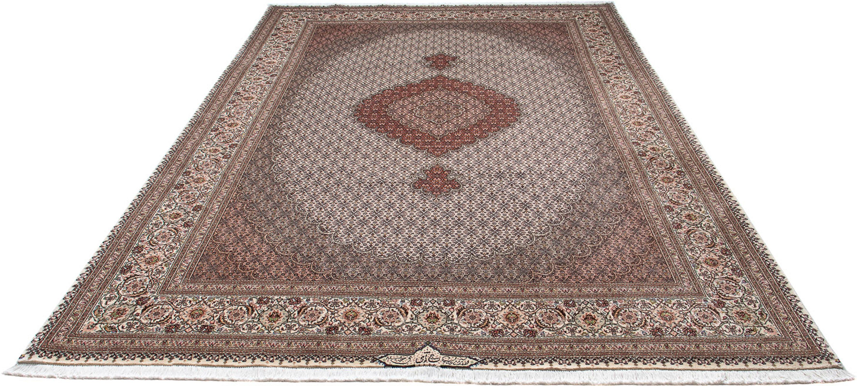Orientteppich Perser - Täbriz - 307 x 202 cm - braun, morgenland, rechteckig, Höhe: 10 mm, Wohnzimmer, Handgeknüpft, Einzelstück mit Zertifikat