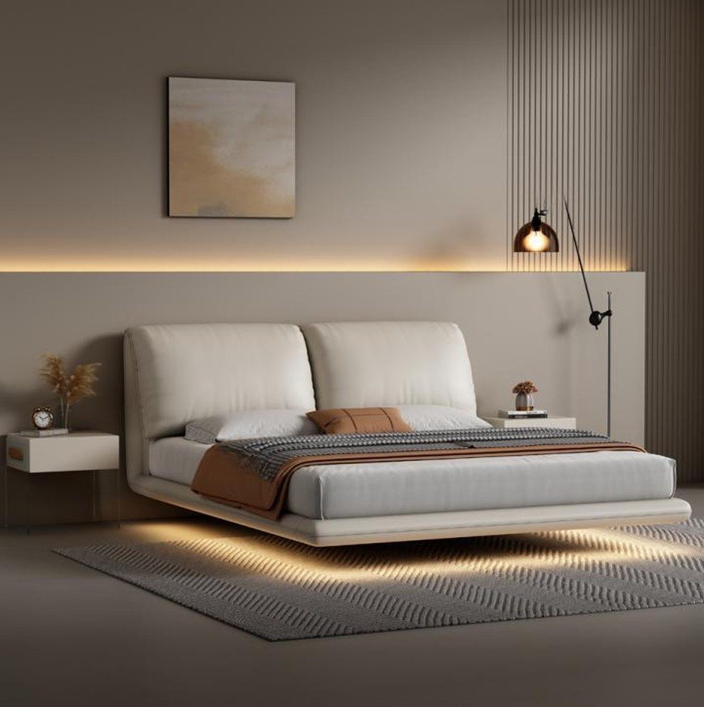Xlmoebel Polsterbett Weißes Wandbett aus Holz mit modernem Design und Doppelbettfunktion (1-tlg., Bett), Hergestellt in Europa