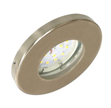 TRANGO LED Einbauleuchte, 6er Set 6729IP-062AK Einbaustrahler Rund IP44 aus Edelstahl gebürstet Badleuchte, Bad Einbauleuchte, Deckenspots, Einbauspots, Deckenleuchte inkl. 6x GU10 Lampenfassung für Bad, Sauna, Außen, Feuchtraum