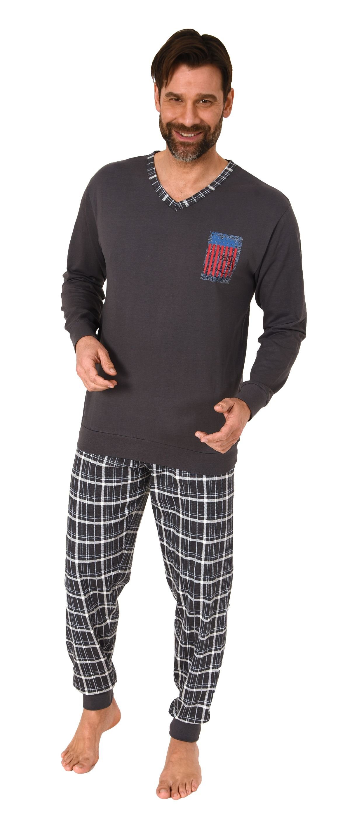 Normann Pyjama Herren langarm Schlafanzug mit günstig online kaufen