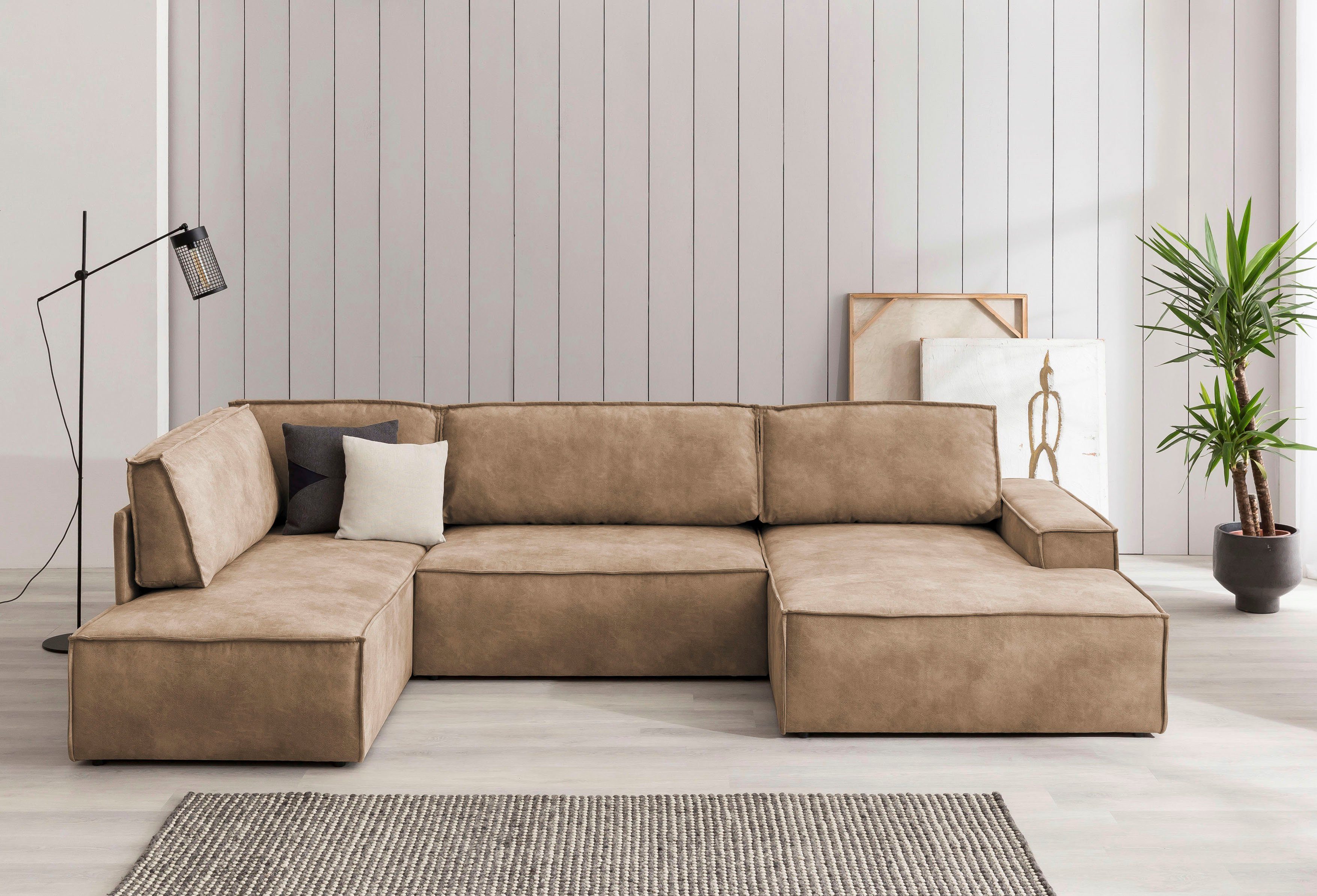 Home affaire Wohnlandschaft "SHERWOOD 329 cm, U-Form, Schlafsofa,", Schlaff günstig online kaufen