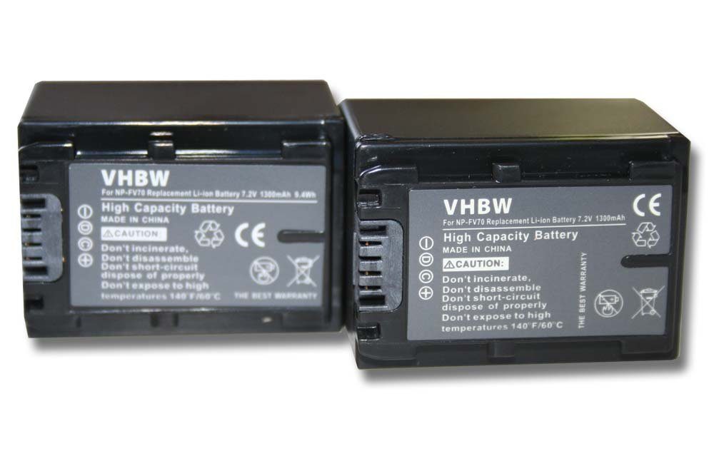 vhbw kompatibel mit Sony HDR-CX350E, HDR-CX360, HDR-CX350VE, HDR-CX360E Kamera-Akku Li-Ion 1300 mAh (7,2 V)