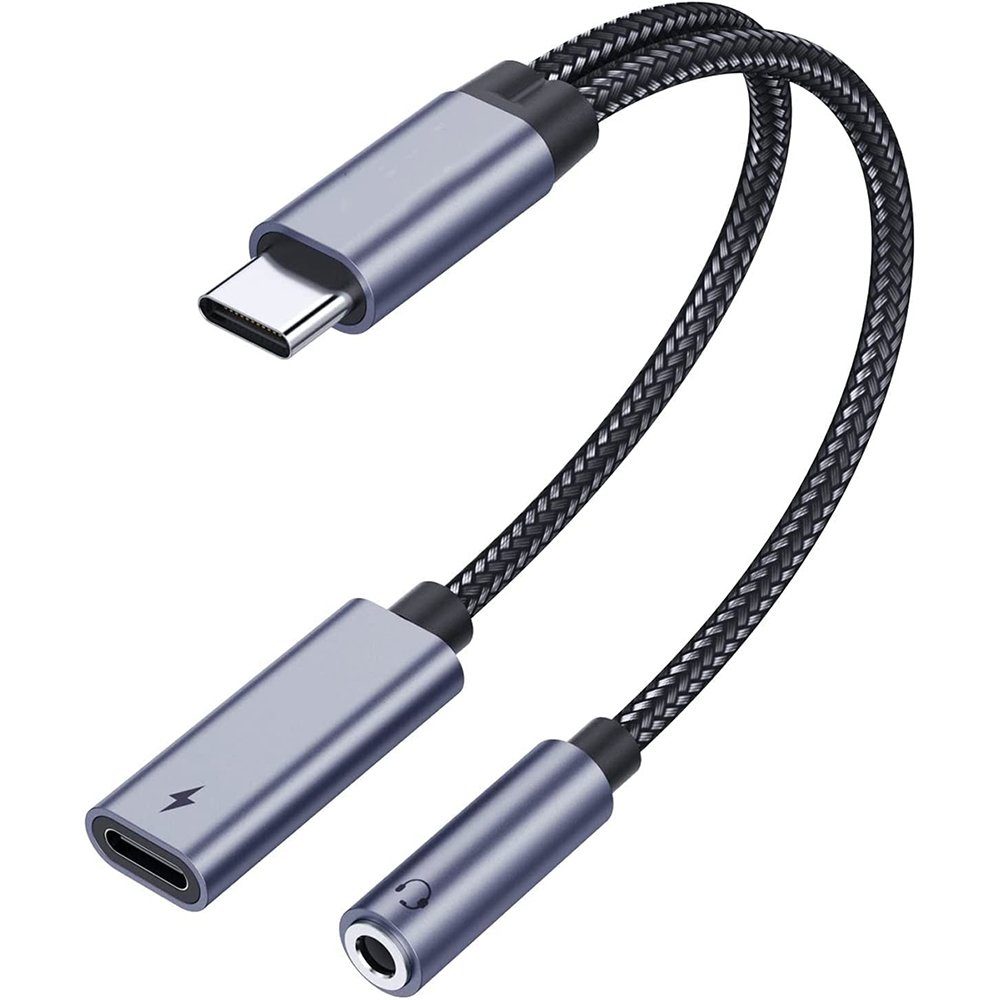GelldG USB C auf 3,5mm Kopfhörer Adapter und Laden, 2 in 1 Typ C