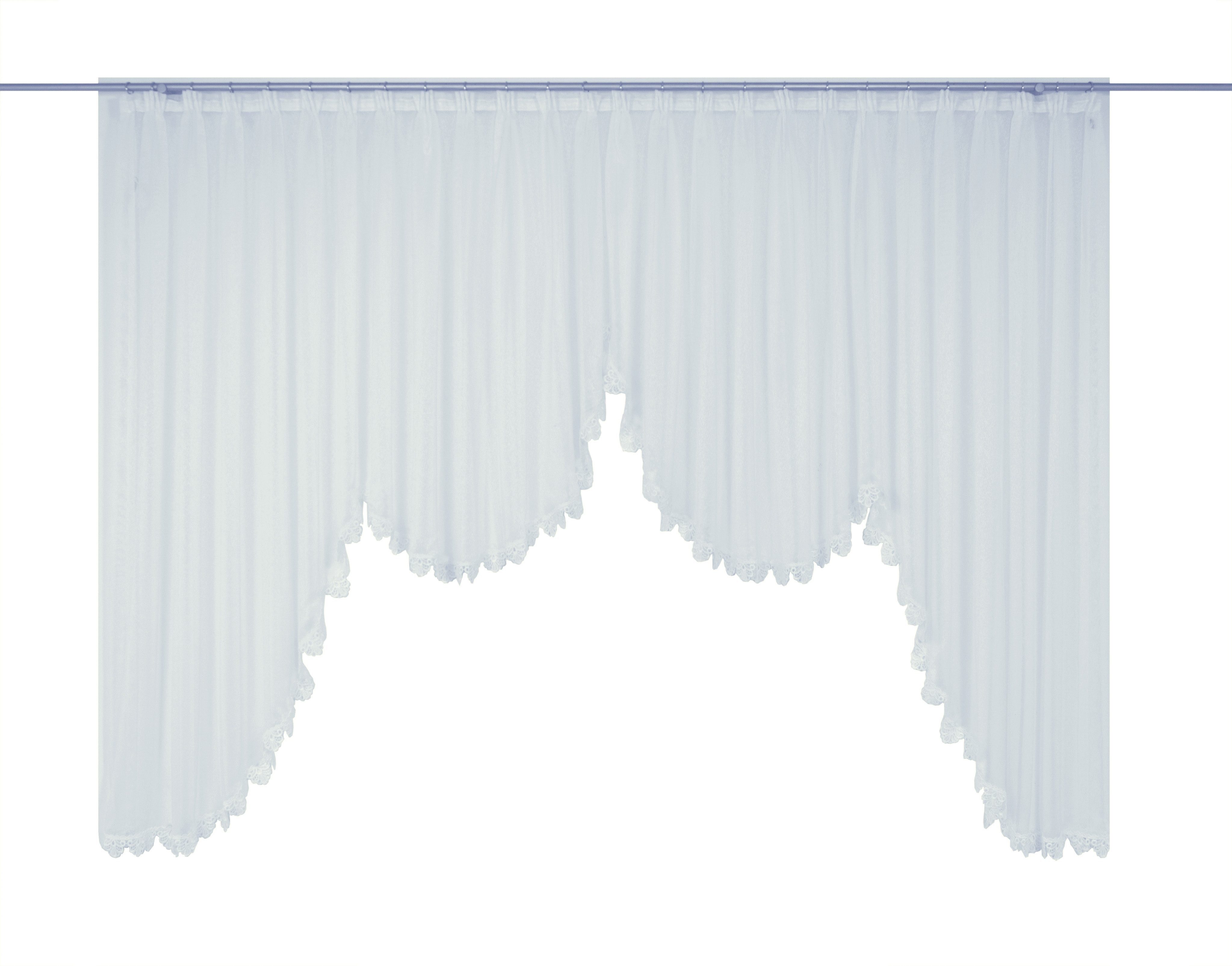 Wirth Gardine Elena (1 St), Faltenband, halbtransparent, Sablé, veredelt mit echter Plauener Spitze Stickerei, geschwungen