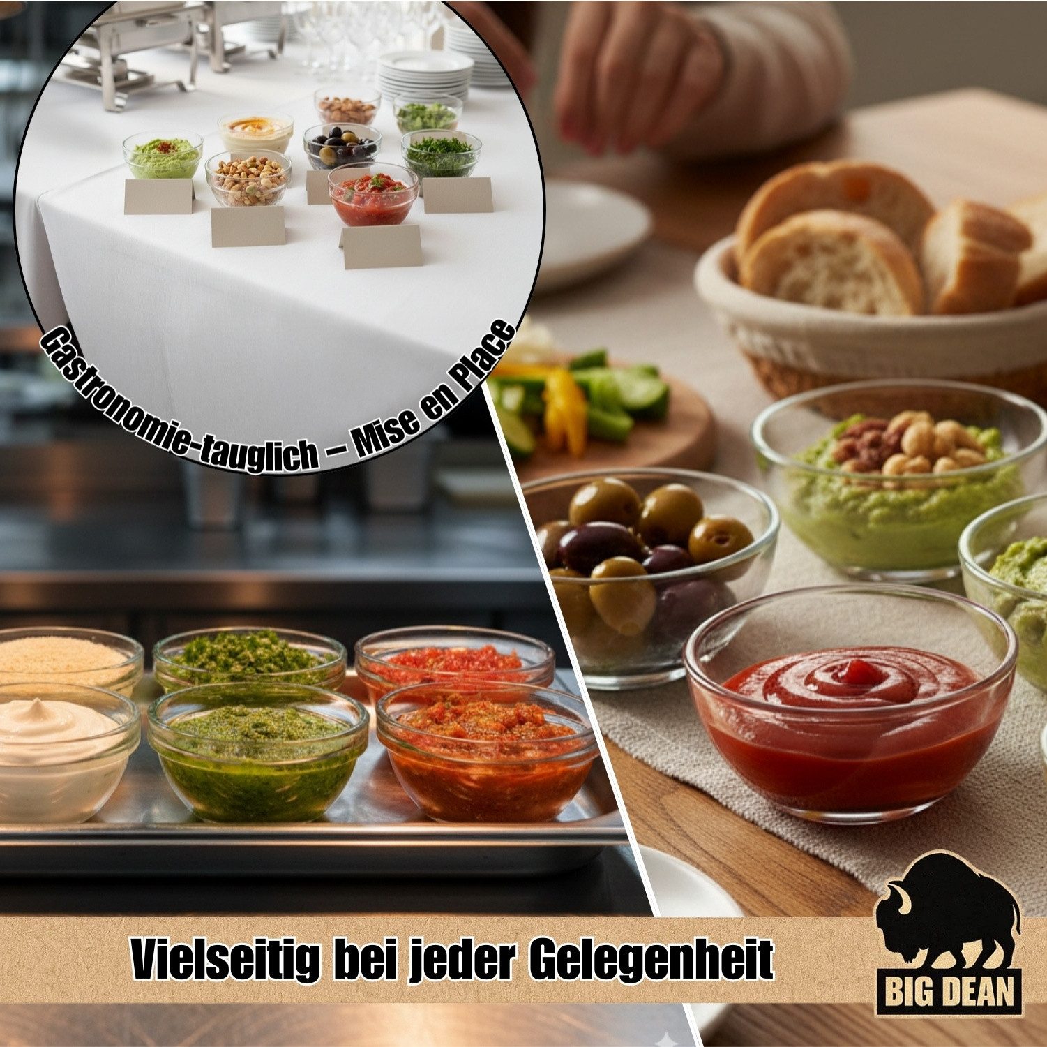 BigDean Dipschale Glasschüssel, Ø 6 cm, ca 40 ml, 12er Set, kleine Glasschalen, Schale, Glas, (Packung, 12-tlg), Spülmaschienenfest, 12er Set