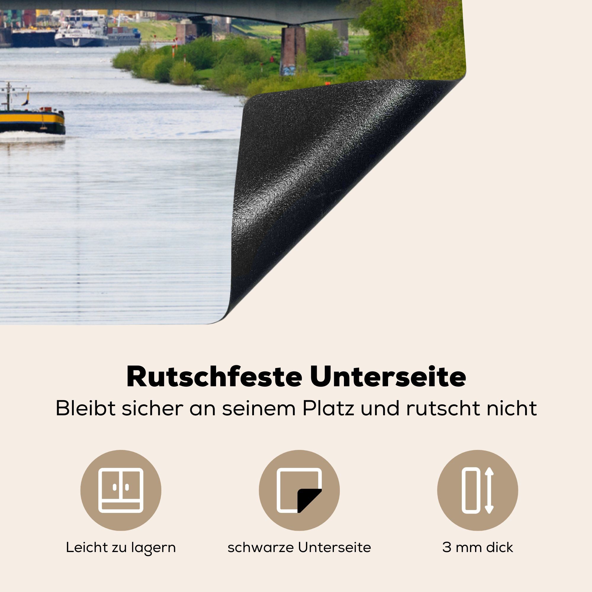 83x51 (1 der cm, tlg), Arbeitsplatte MuchoWow Mannheim, Stadt Ceranfeldabdeckung, Herdblende-/Abdeckplatte in deutschen Fluss Vinyl, küche für