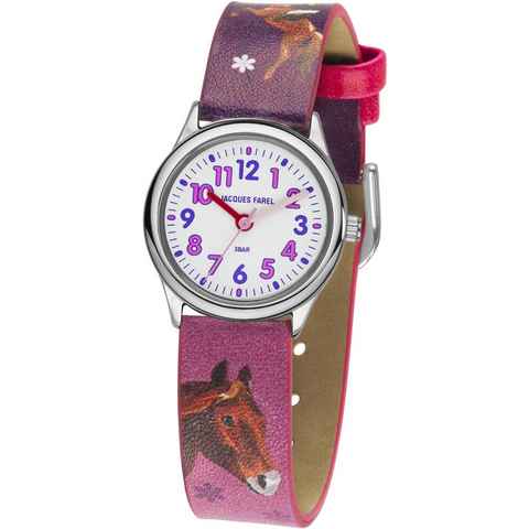 Jacques Farel Quarzuhr HCC 543, mit Pferdemotiv, Armbanduhr, Kinderuhr, Mädchenuhr, ideal auch als Geschenk