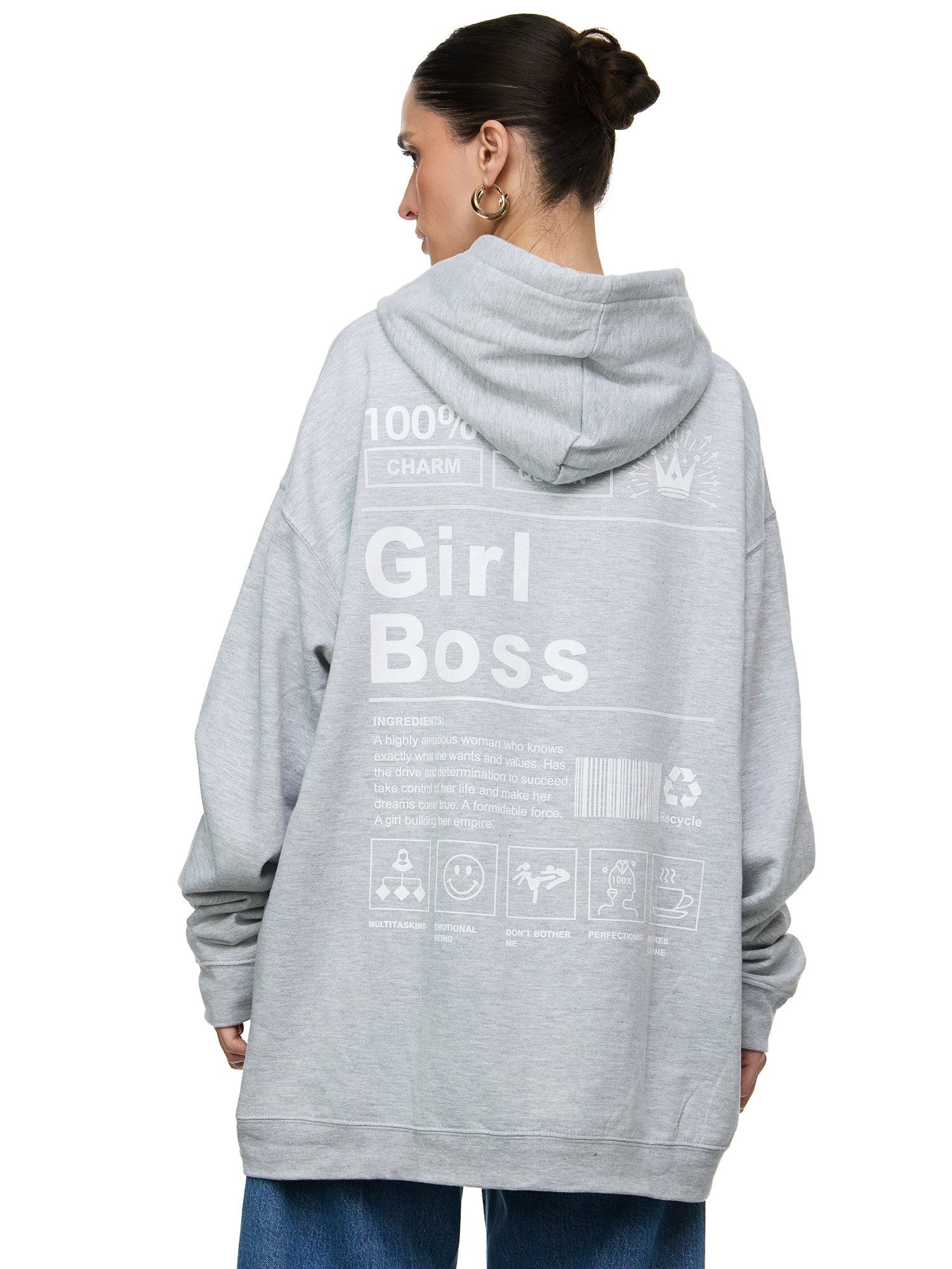 Hoodie Worldclassca Oversized Print GIRL BOSS Hoodie Kapuzenpullover Sweat