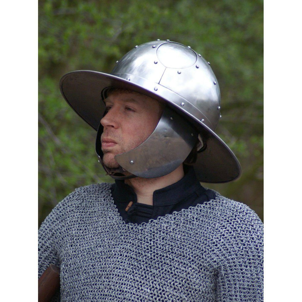 Battle Merchant Ritter-Kostüm Eisenhut mit Wangenklappen, 2 mm Stahl - schaukampftauglich