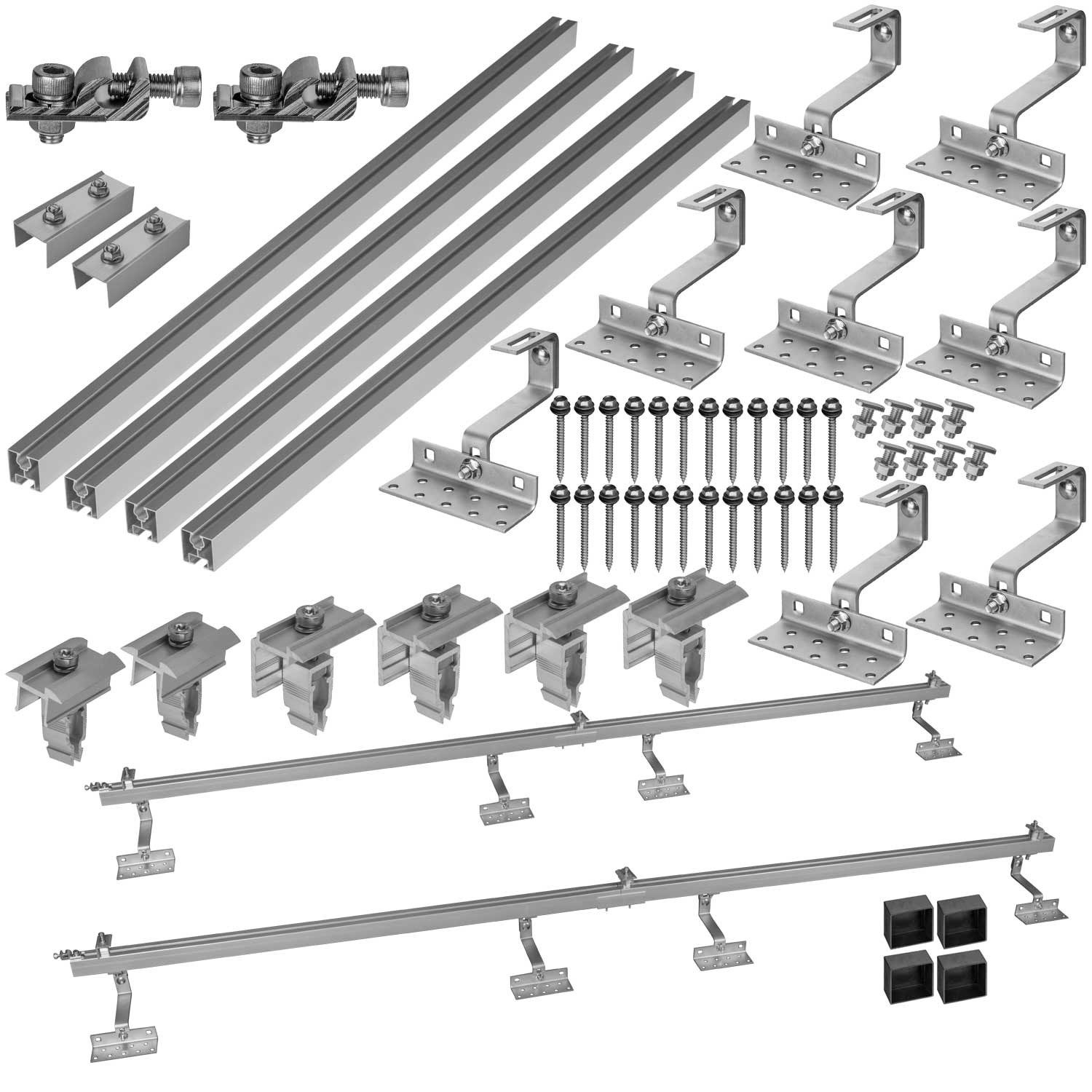 avoltik Solar-Halterung Ziegeldach Montageset Dach Befestigung f 2 Solarmodule Solarmodul-Halterung