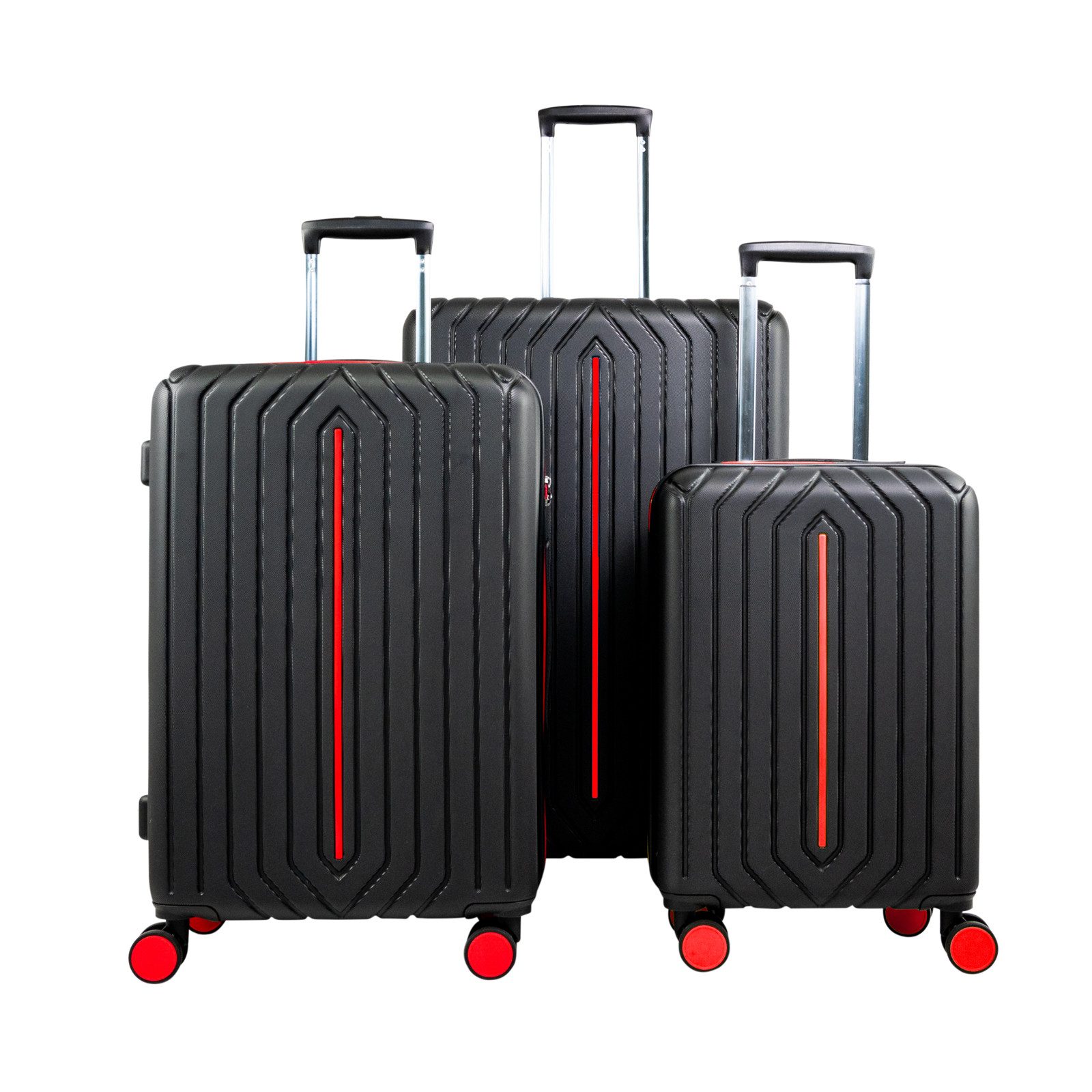 Crosstravel Kofferset Atlanta, 4 Rollen, (3 tlg., Hartschalen Trolley Set), Robuste Hartschale mit TSA-Schloss und Innen-Organizer