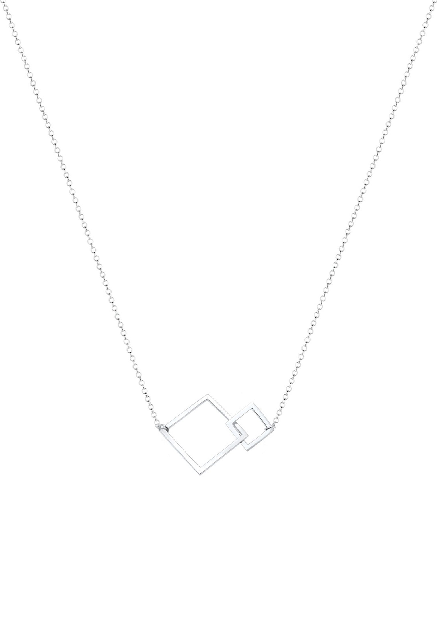 Elli Kette mit Anhänger Viereck 925 Sterling Geo Silber, Basic Geo Quadrat