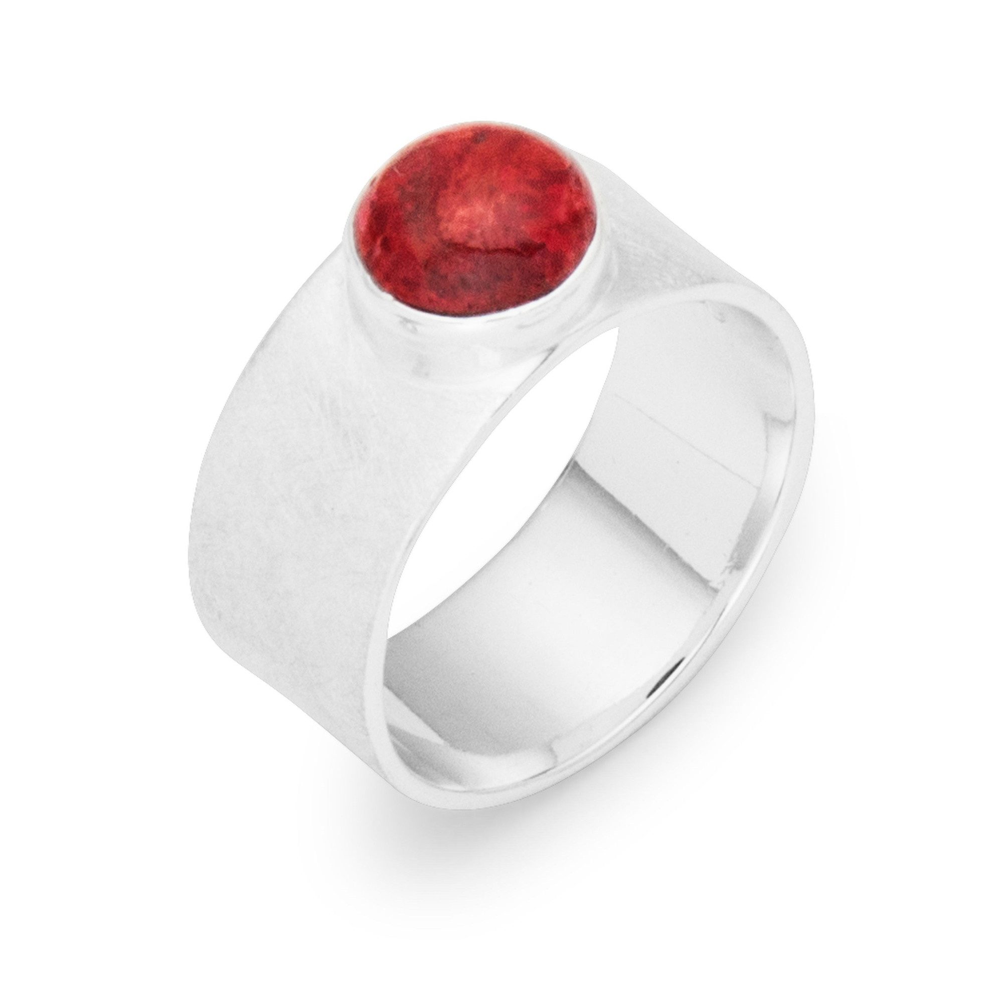 DUR Silberring Ring R4487 Betty – Koralle & 925er Silber – Größe 56 (17,8 mm)