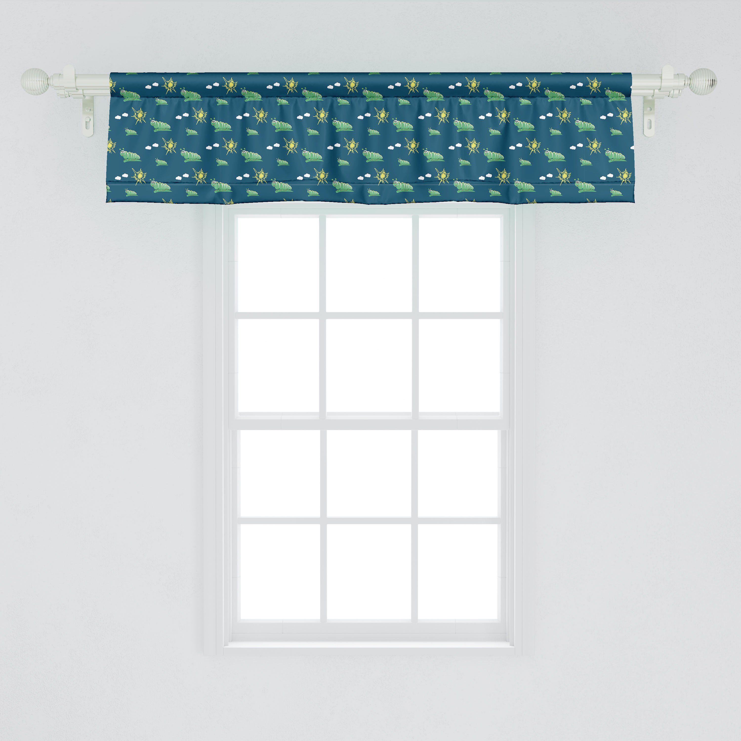 Scheibengardine für Muster Abakuhaus, Caterpillar Sun Volant Microfaser, Küche Vorhang und Stangentasche, mit Kindergarten Schlafzimmer Dekor