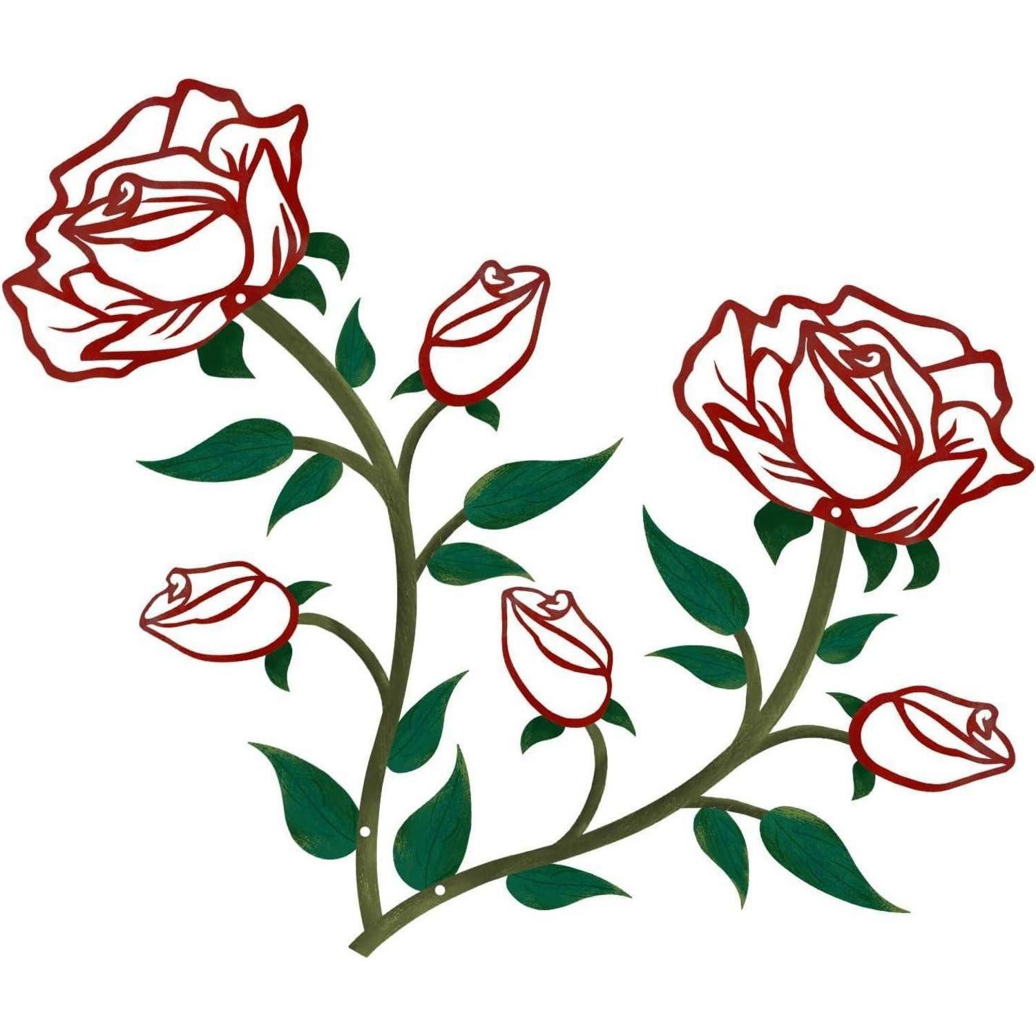 LuxusKollektion Wanddekoobjekt Rosen Wanddekoration Metall Wandkunst 2 Stücke-Rot Grün