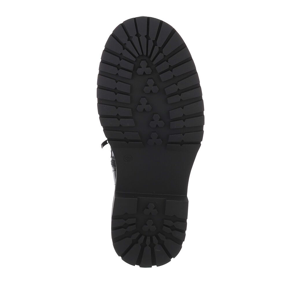 Ital-Design Damen Schnürschuhe Biker Westernstiefelette (87124831) Blockabsatz Plateaustiefeletten in Schwarz