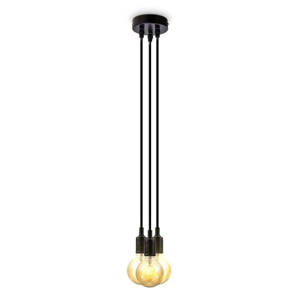 max. Leuchtmittel Hängeleuchte Retro LED Pendelleuchte Ohne - Leuchtmittel, Meter Länge: Schwarz E27 B.K.Licht 20W 2,04 Nordic BKL1294, ohne 3-flammig