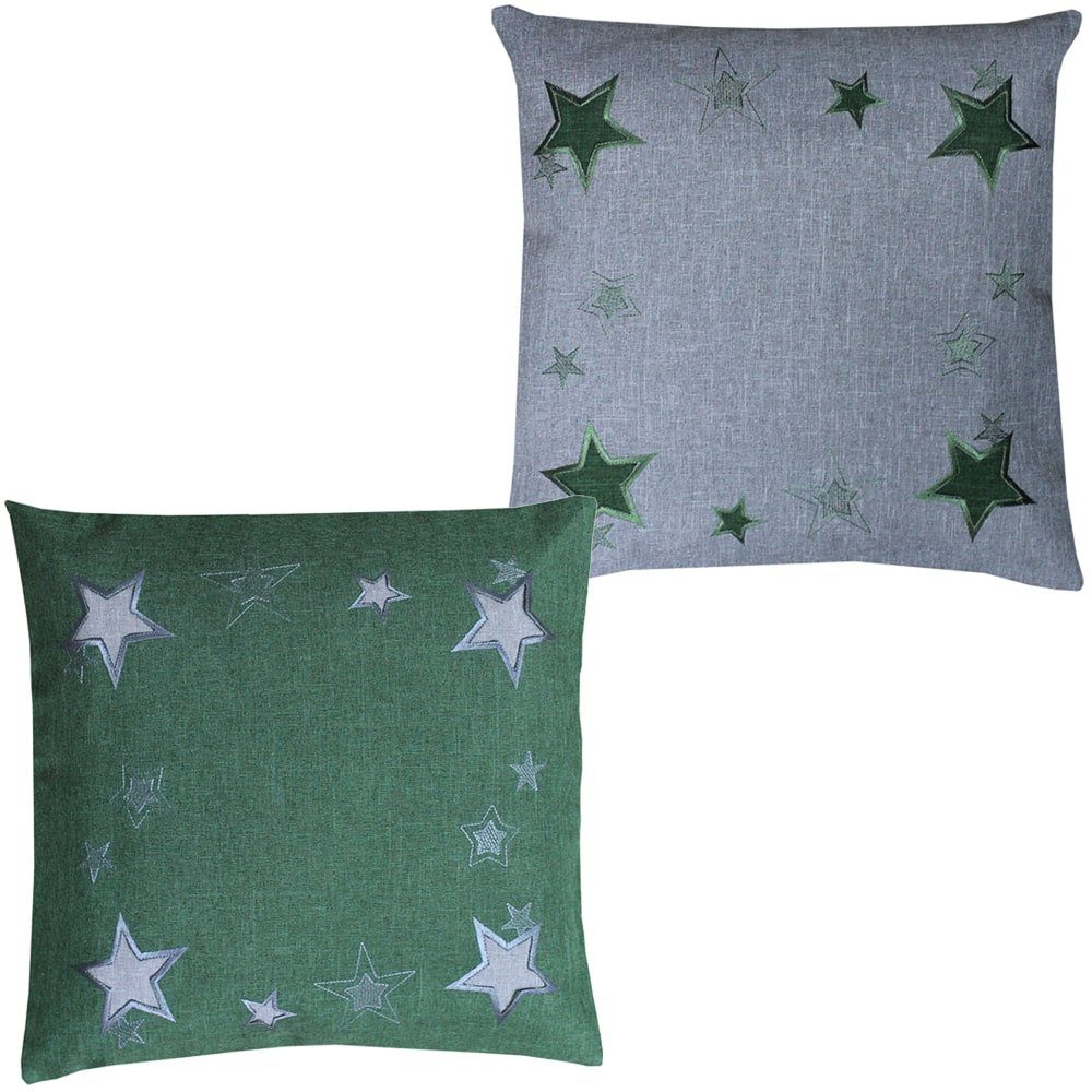 gestanzt (1 Stück) cm Kissenhülle HOBBY Sterne grün, HOME 40x40 & ALESSIA matches21 Kissenbezüge Polyester