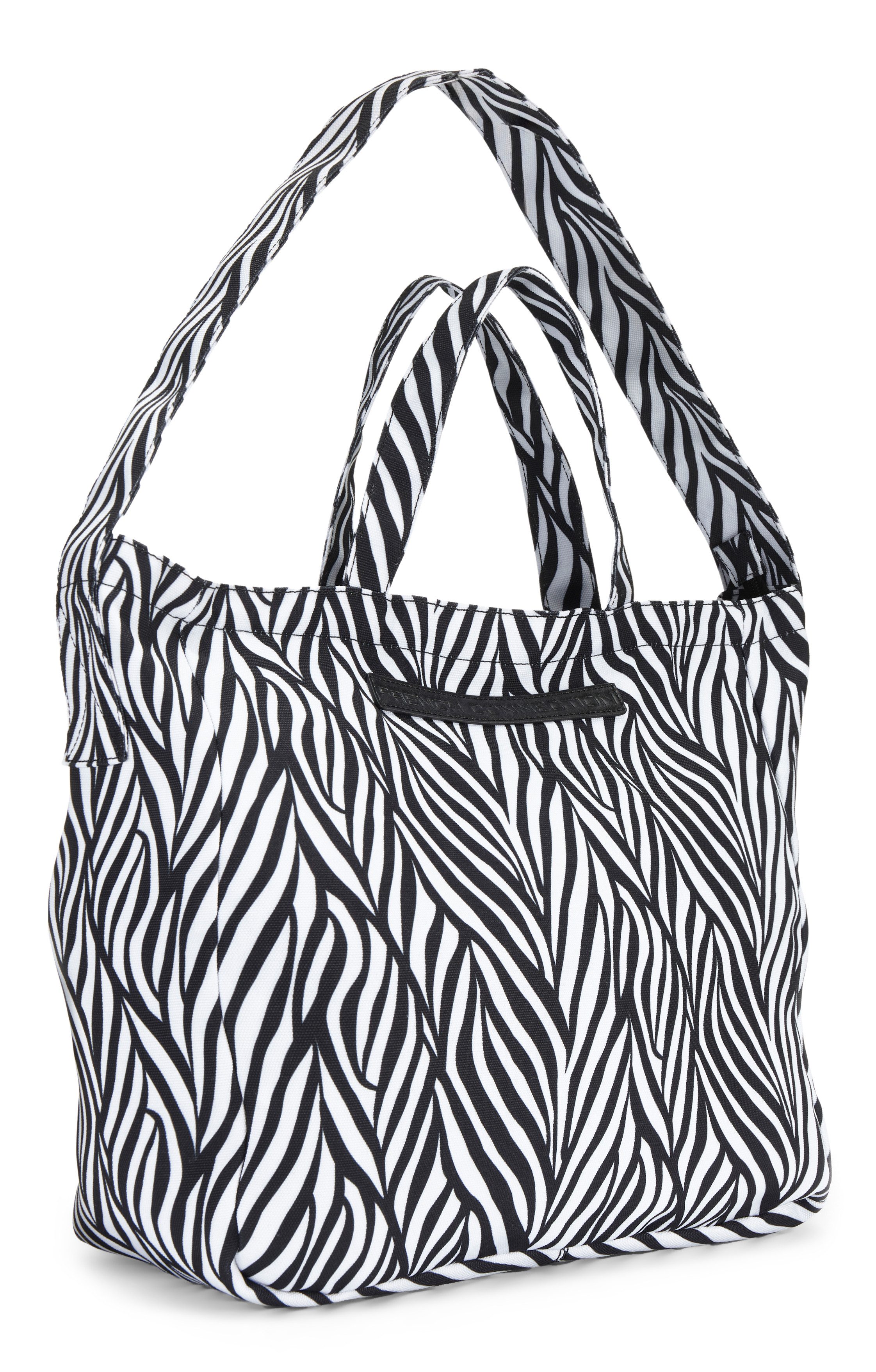 French Connection Shopper Sommertasche, Badetasche, Schultertasche, Einkaufstasche, Tragetasche, Strandtasche, Handtasche im Animal-Look mit zwei Henkellängen VEGAN