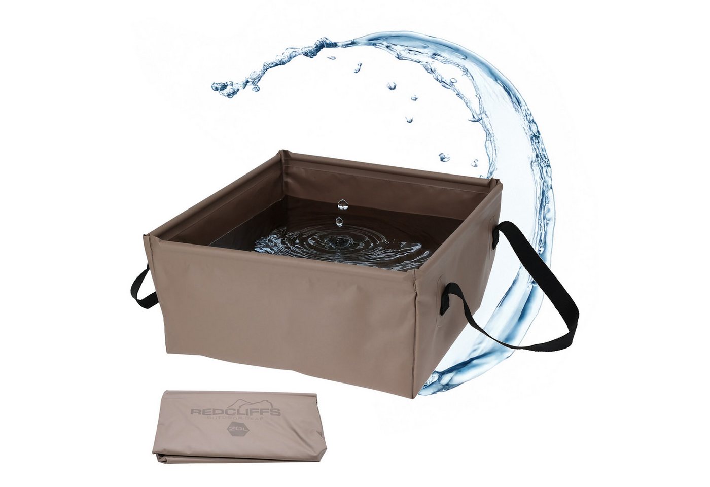 Spetebo Falteimer Camping Spülbecken - 36 x 36 cm faltbar - 20 Liter, (Anzahl, 1-tlg., Stück), mit praktischen Tragegriffen