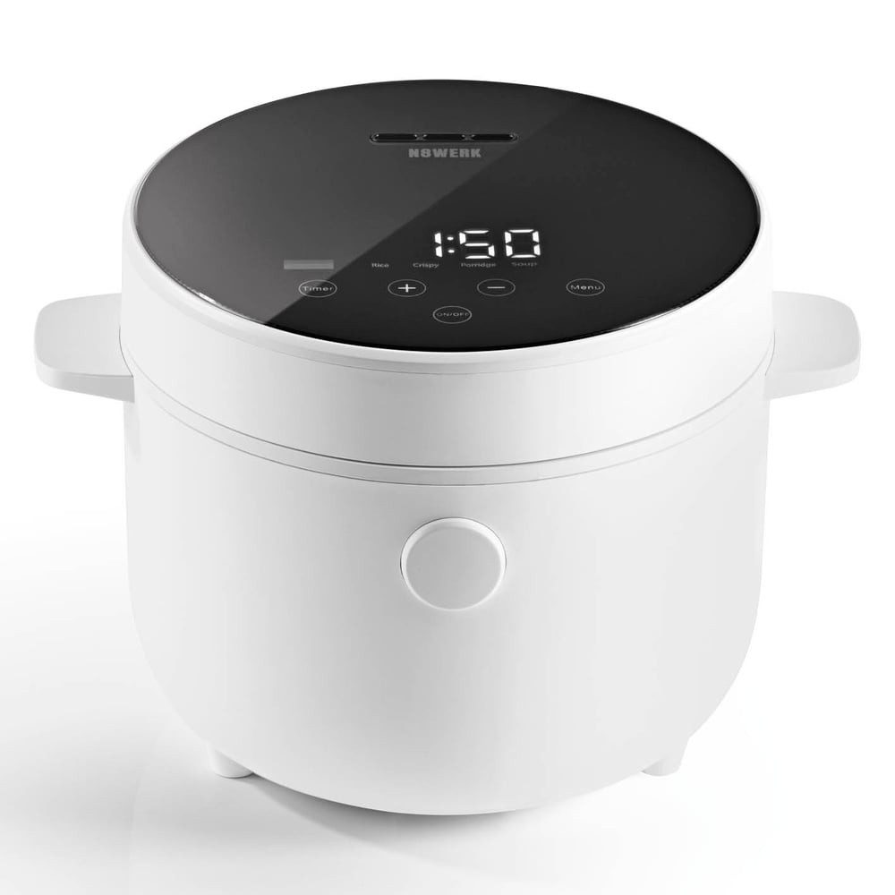 N8WERK Reiskocher Digitaler Reiskocher - weiß, 400 W, 2 Liter Fassungsvermögen, 5 Programme, Touch-Display