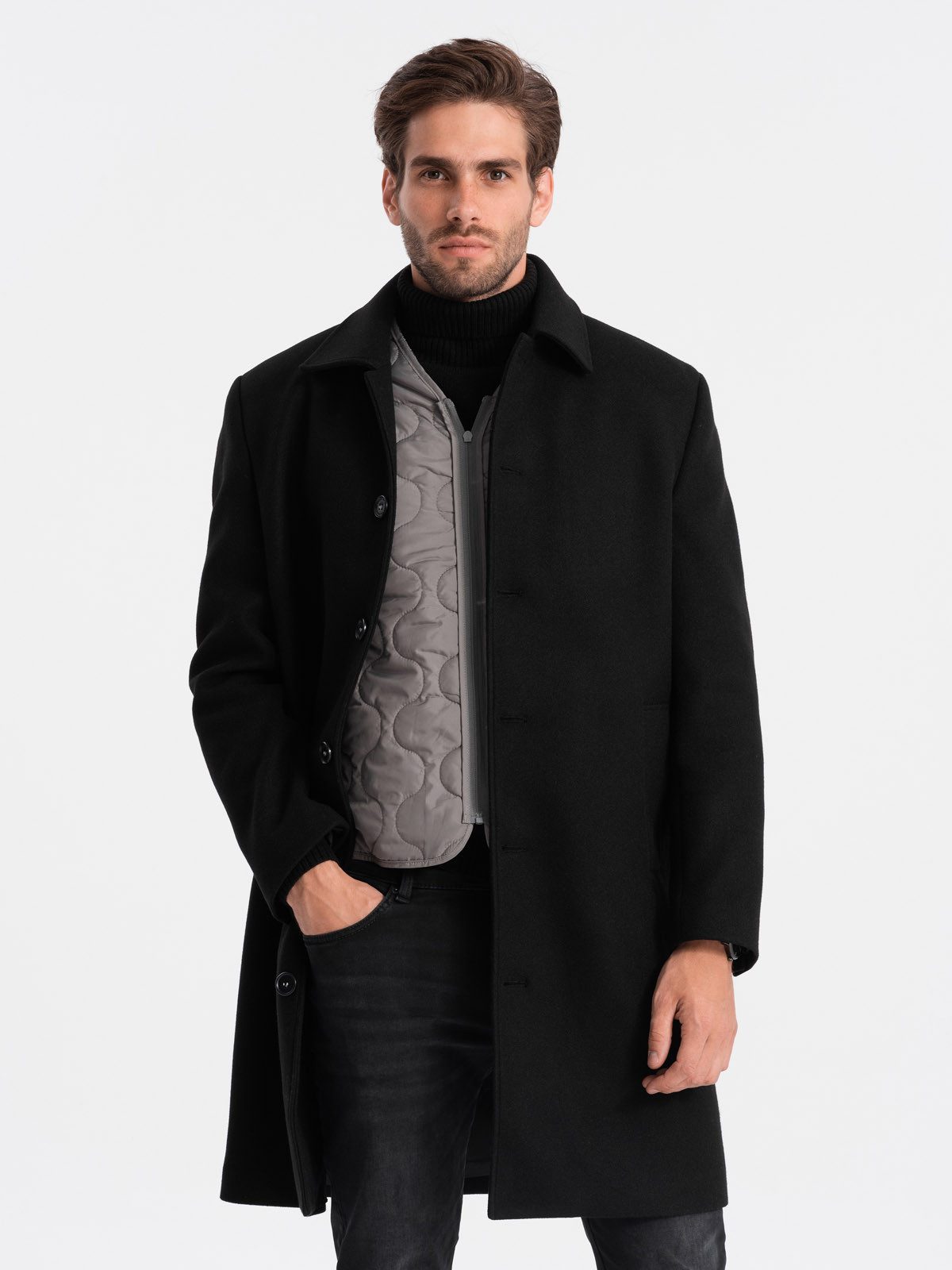 OMBRE Langmantel Einreihiger Herrenmantel mit Kragen günstig online kaufen