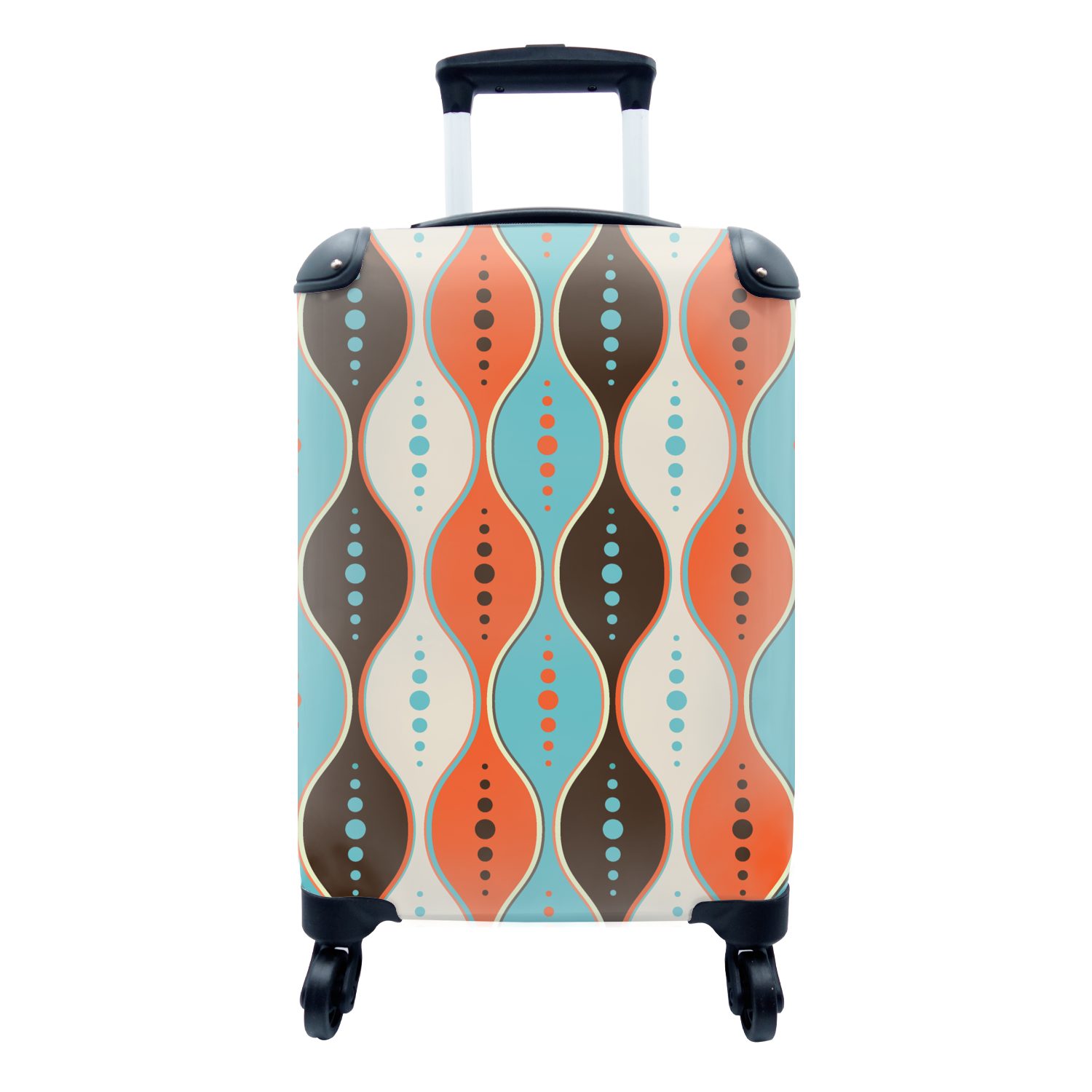 MuchoWow Handgepäckkoffer Retro - Kreis - 4 Reisetasche Ferien, Rollen, Reisekoffer rollen, Handgepäck mit Design, Trolley, für