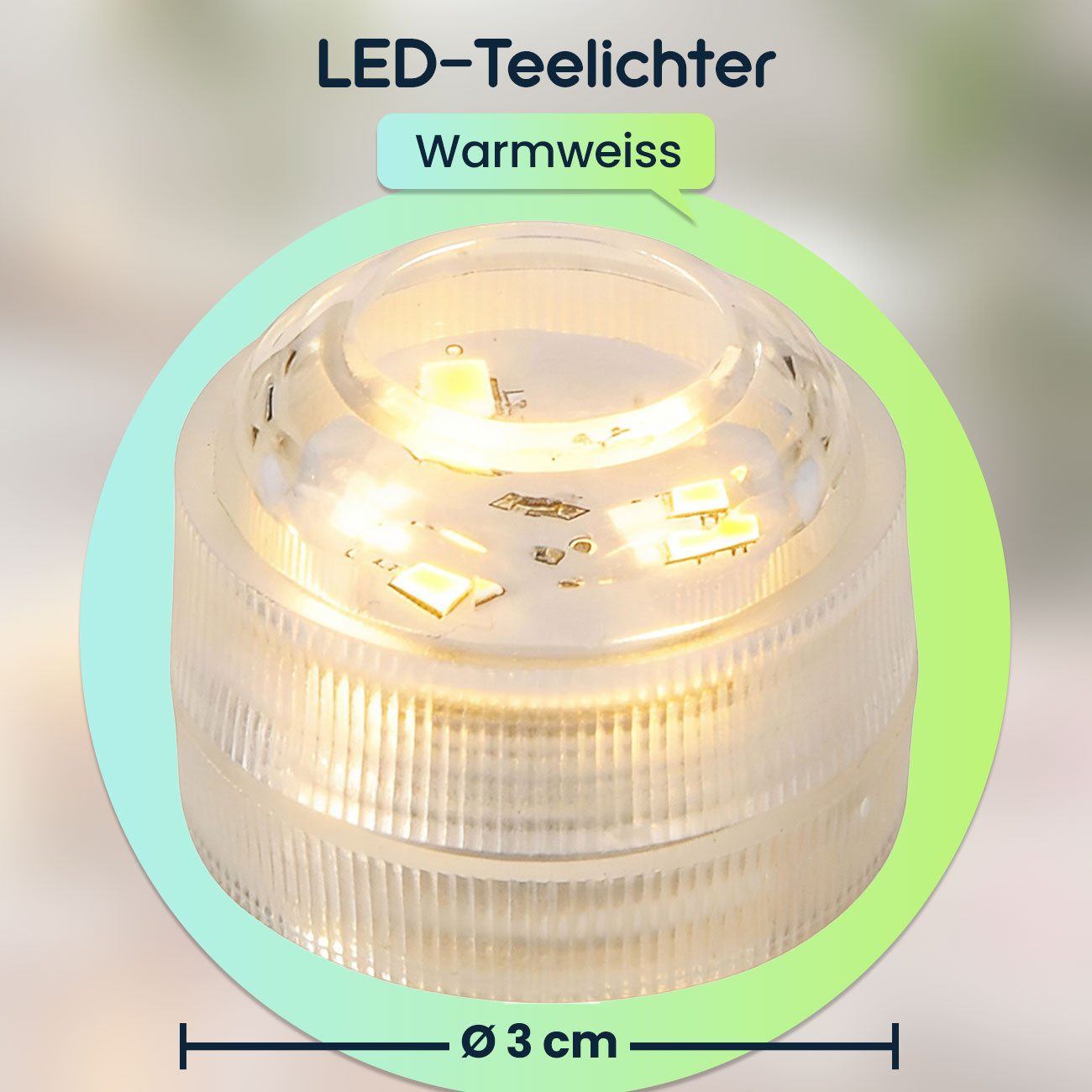 shop'n smile ideoon LED-Teelichter warmweiß, IP68 wasserdicht für Pool & Badewanne. Tauchbare LED-Lichter, LED, Teelicht mit Batterie – Bild 2 von 5
