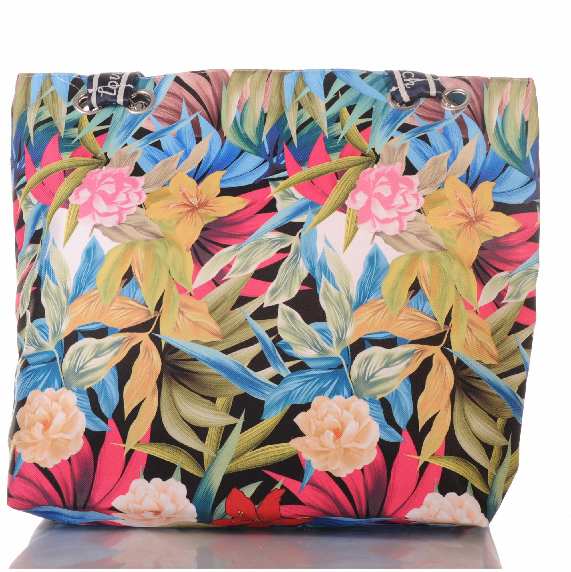 Umhängetasche Strandtasche mit Reißverschluss und Blumenmuster 30729