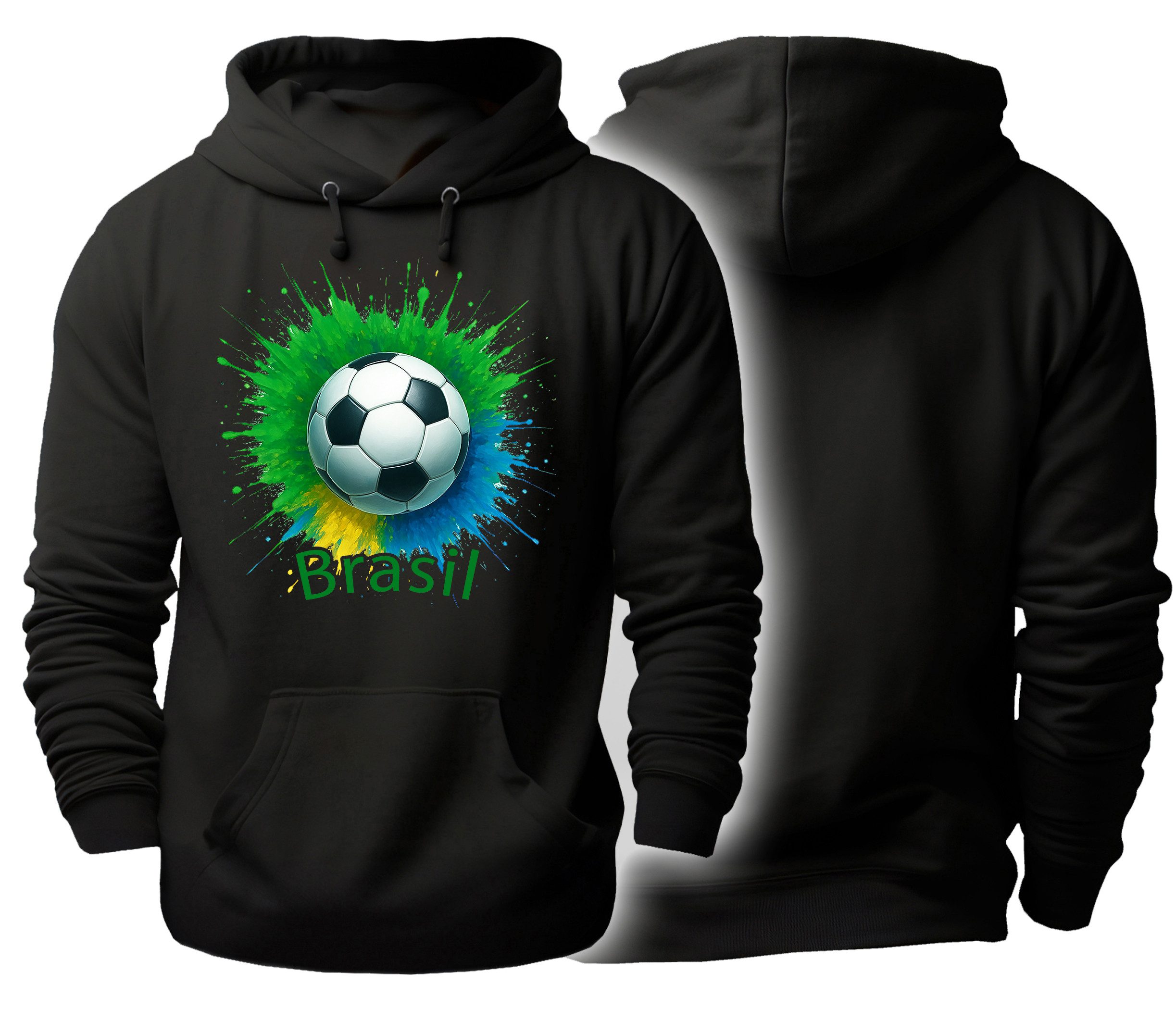 MyDesign24 Hoodie Fanhoodie Fussball Kapuzensweater Nationalmannschaft Kapuzenpulli Brasilien i672