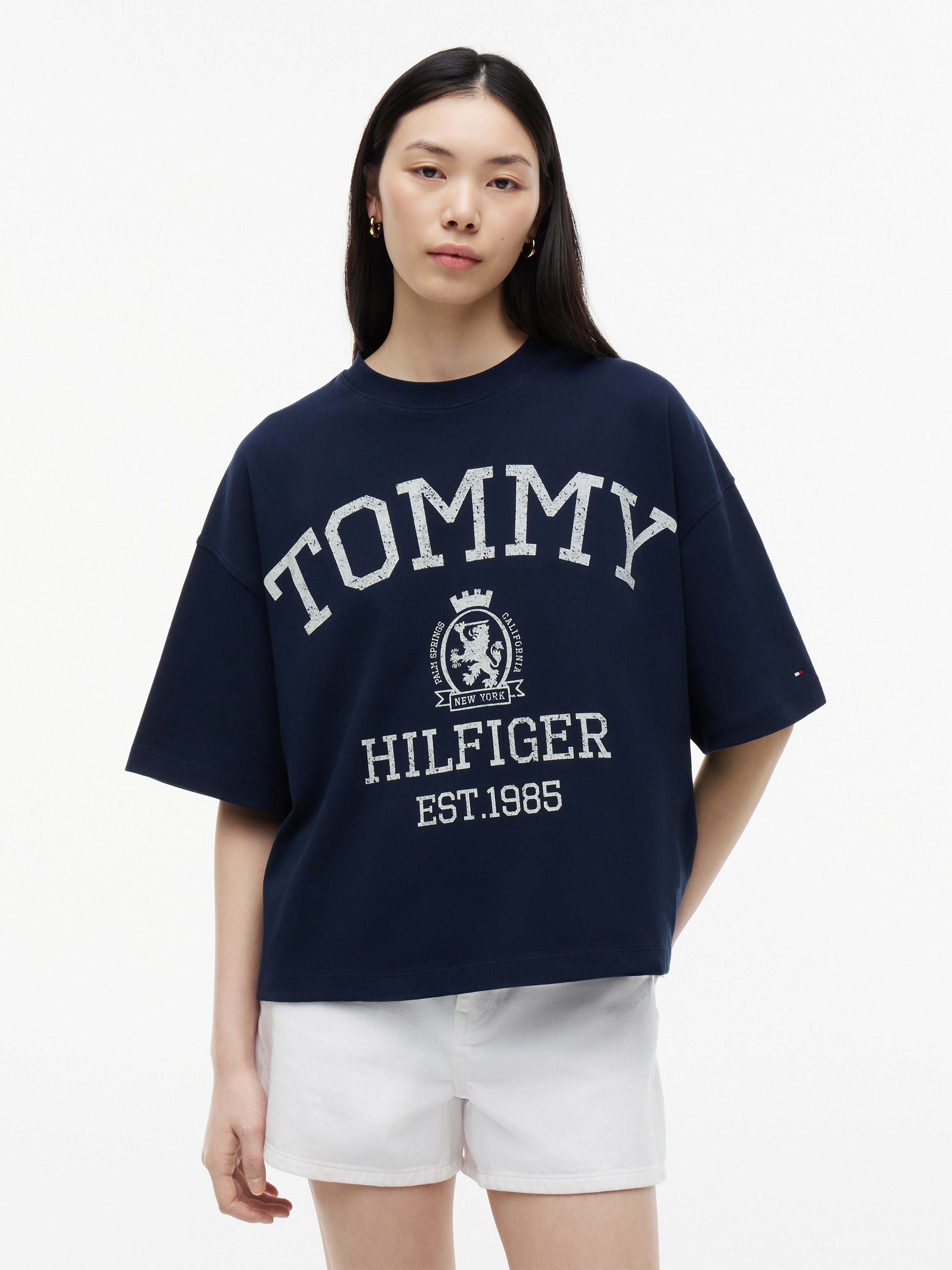 Tommy Hilfiger Kurzarmshirt VARSITY CREST RLX SS T-SHIRT Baumwolle, relaxed fit, Logoprint