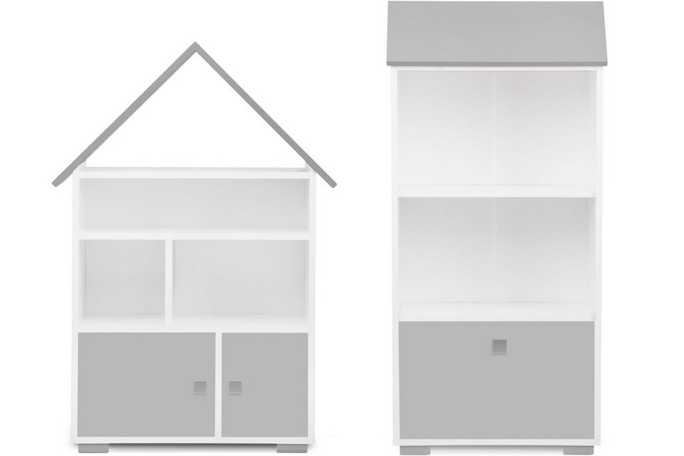 Konsimo Kinderregal Regalset mit Türen (2 St) PABIS, 2-tlg., Möbel für  Kinderzimmer, Hausform