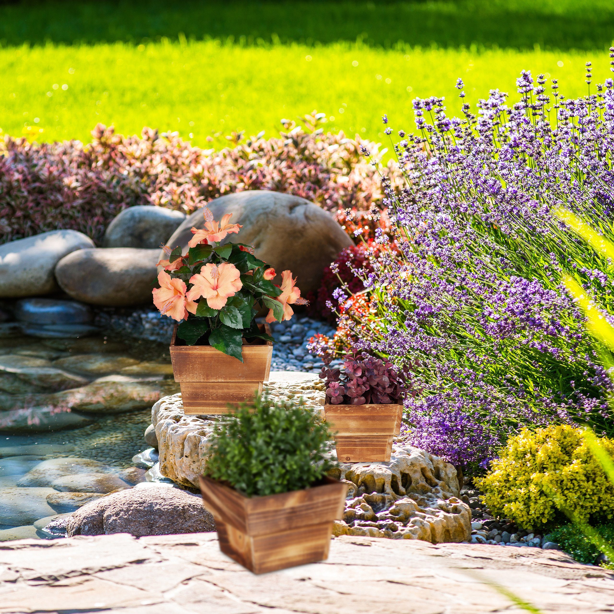 relaxdays Blumentopf Holz 3er Set günstig online kaufen