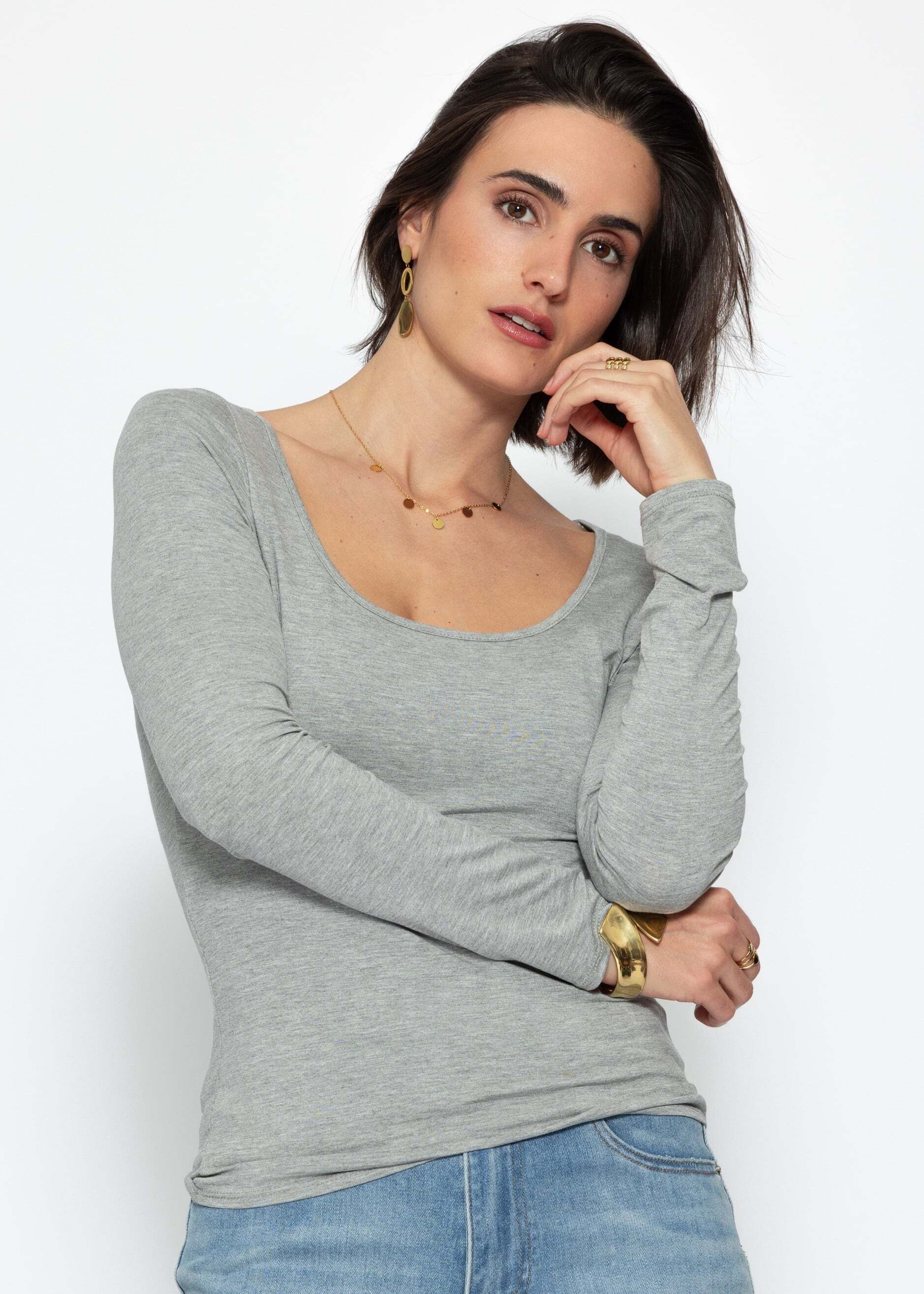 SASSYCLASSY Langarmshirt Langarmshirt mit Ausschnitt für Damen Weiches Top günstig online kaufen