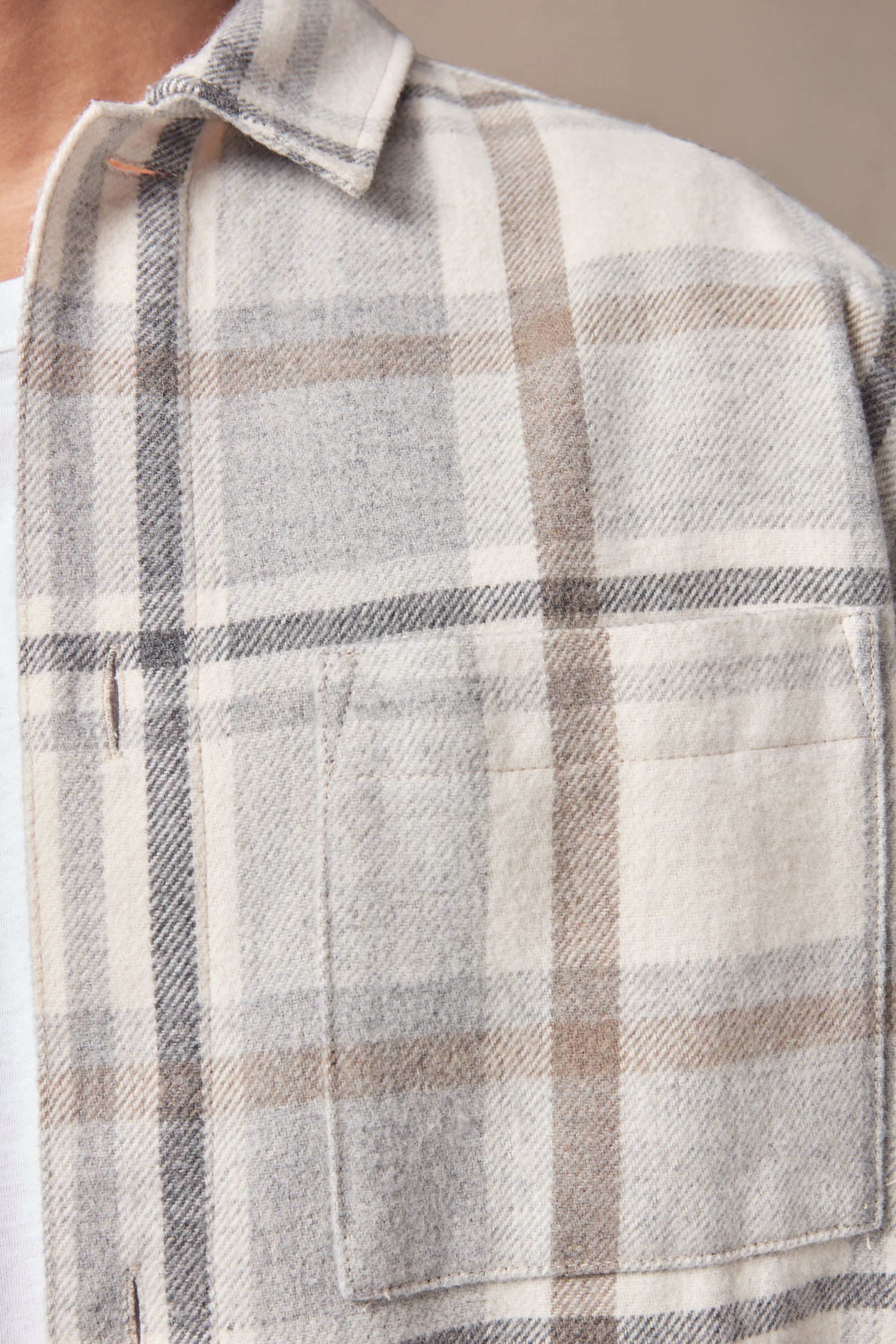 Next Hemdjacke Karierte Hemdjacke aus Wollmischung (1-St)