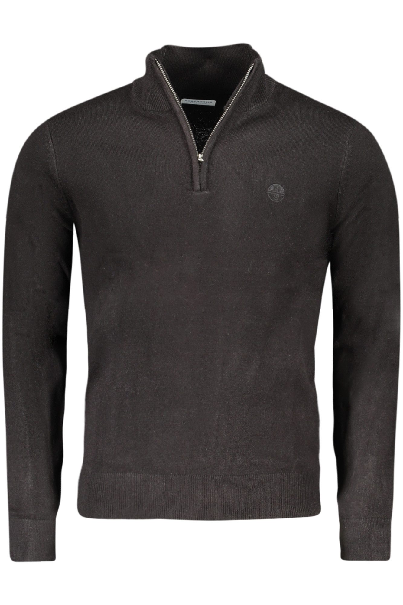 North Sails Strickpullover Herrenpullover Schwarz - Langarm mit Reißverschluss & Stickerei