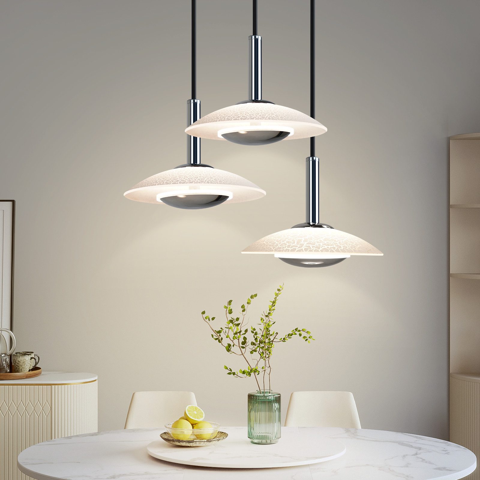 Nettlife LED Pendelleuchte wohnzimmer Esstisch Silber Metall 3/4 Flammig Mo günstig online kaufen