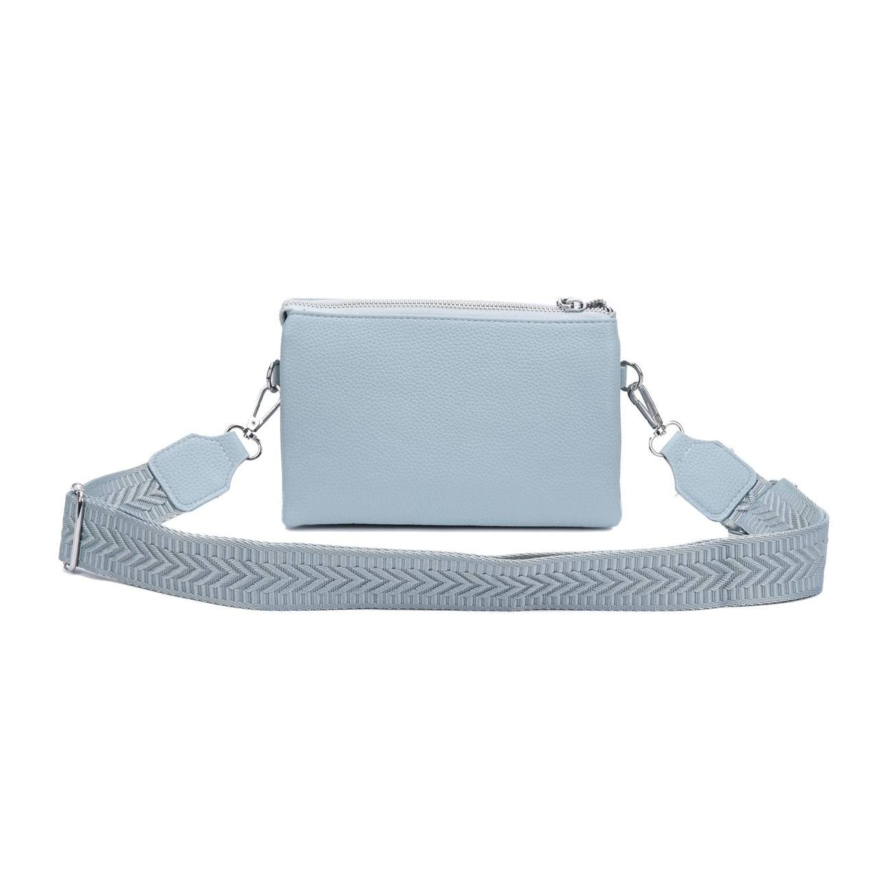 ITALYSHOP24 Geldbörse Damen Umhängetasche CrossBody Brieftasche Geldbörse Handytasche Reise (Tasche mit einem breitem Muster Stoffgurt/Umhängeband), Bodybag Cross Bag Schmucktasche Brieftasche Clutch Abendtasche