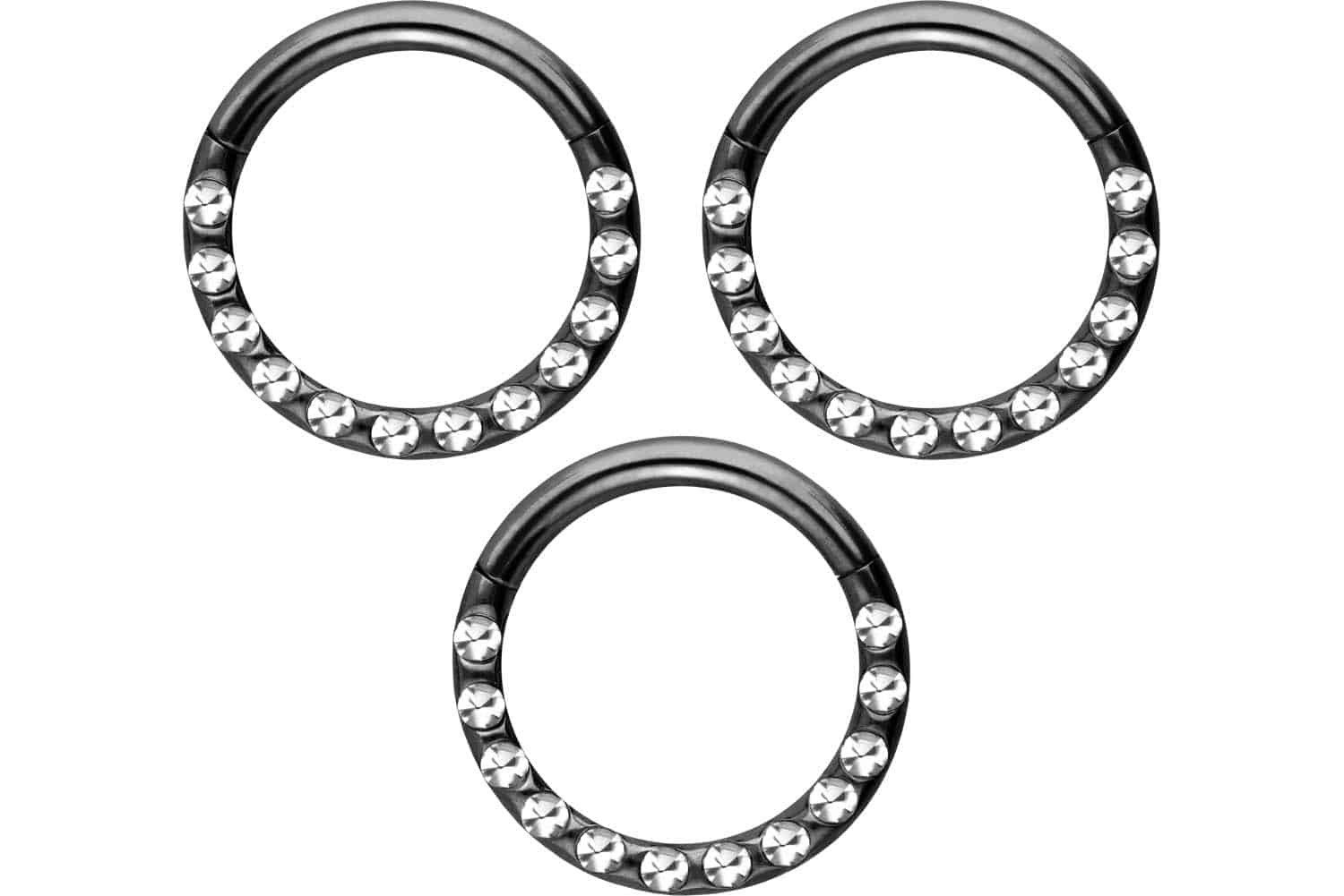 Piercing-Set SET Chirurgenstahl Segmentring Clicker KRISTALLE + EPOXY
