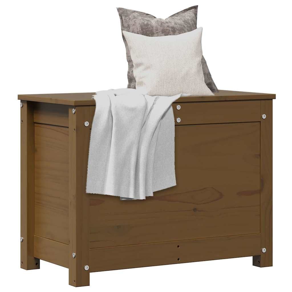 furnicato Truhe Aufbewahrungsbox aus massivem Kiefernholz 60x32x45,5 cm Honigbraun (1 St), Stabile Truhe mit Gasdruckfeder, Deckel und viel Stauraum für Kissen