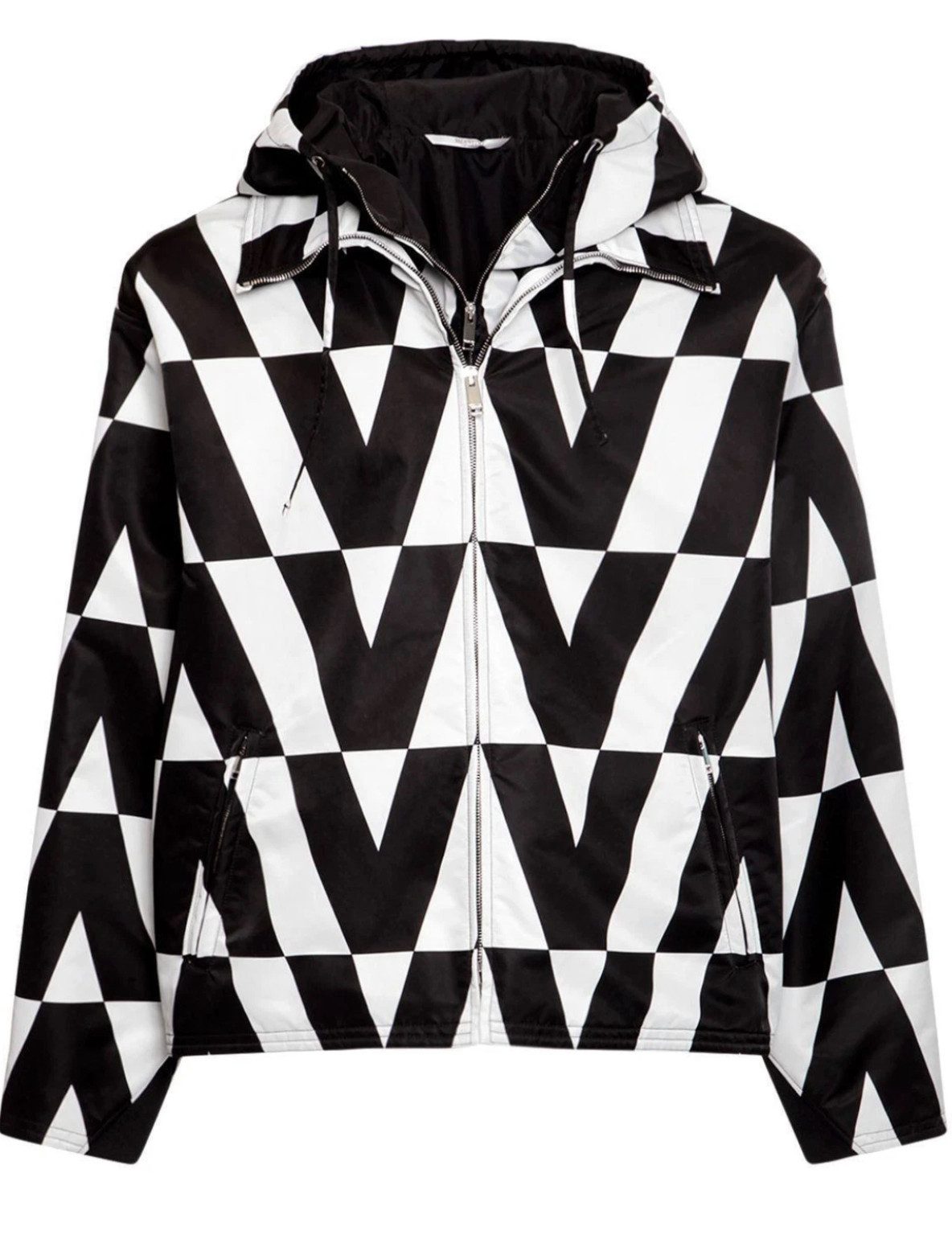 Valentino Blouson Optical Hooded Windbreaker Regen Jacke sportliche Funktionalität mit der klaren Handschrift
