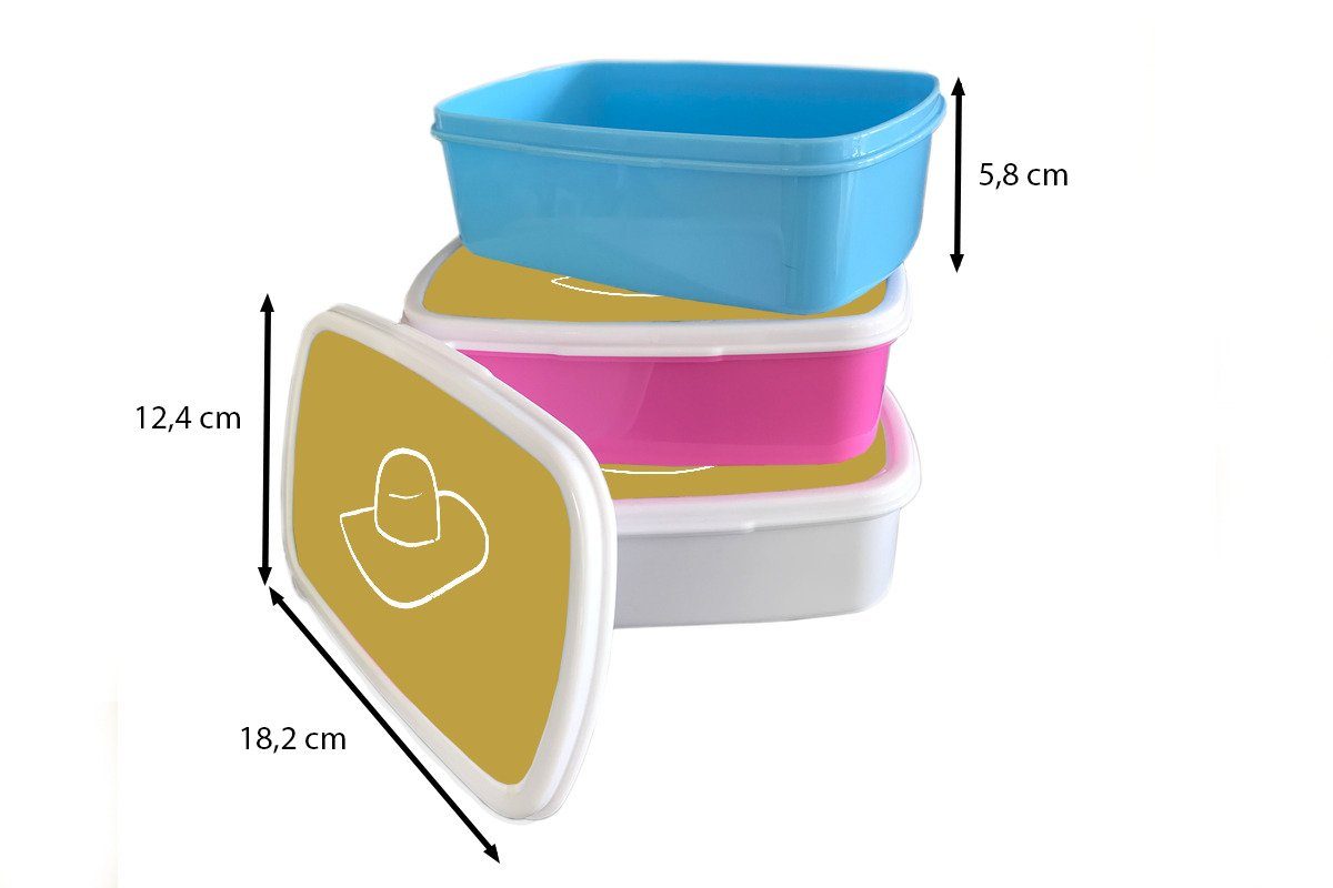 MuchoWow - (2-tlg), Kunststoff, Brotdose - Lunchbox Sommer für Kinder, rosa Erwachsene, Brotbox Kunststoff Snackbox, Weiß, Hut Mädchen,