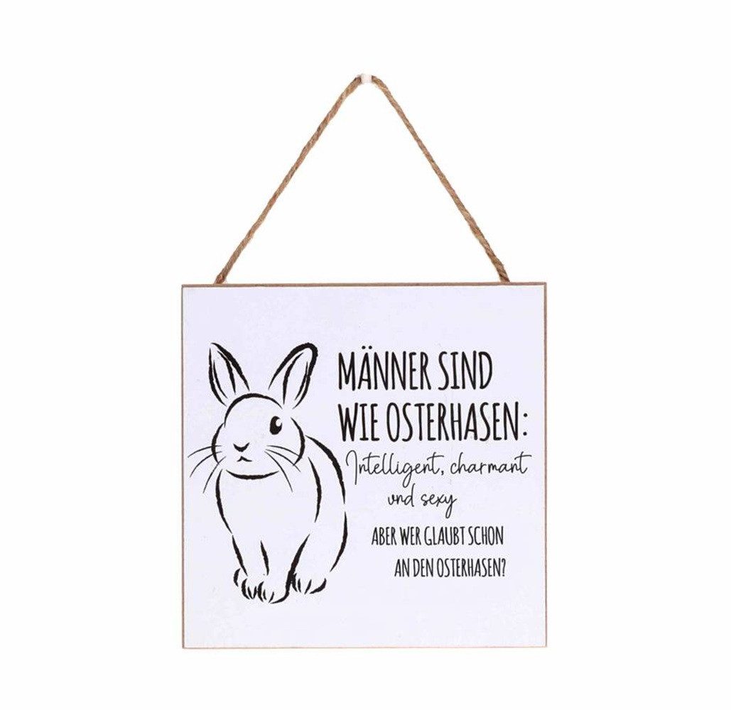 Metallschild Wandschild Ostern lustiger Osterhase mit Sinnspruch